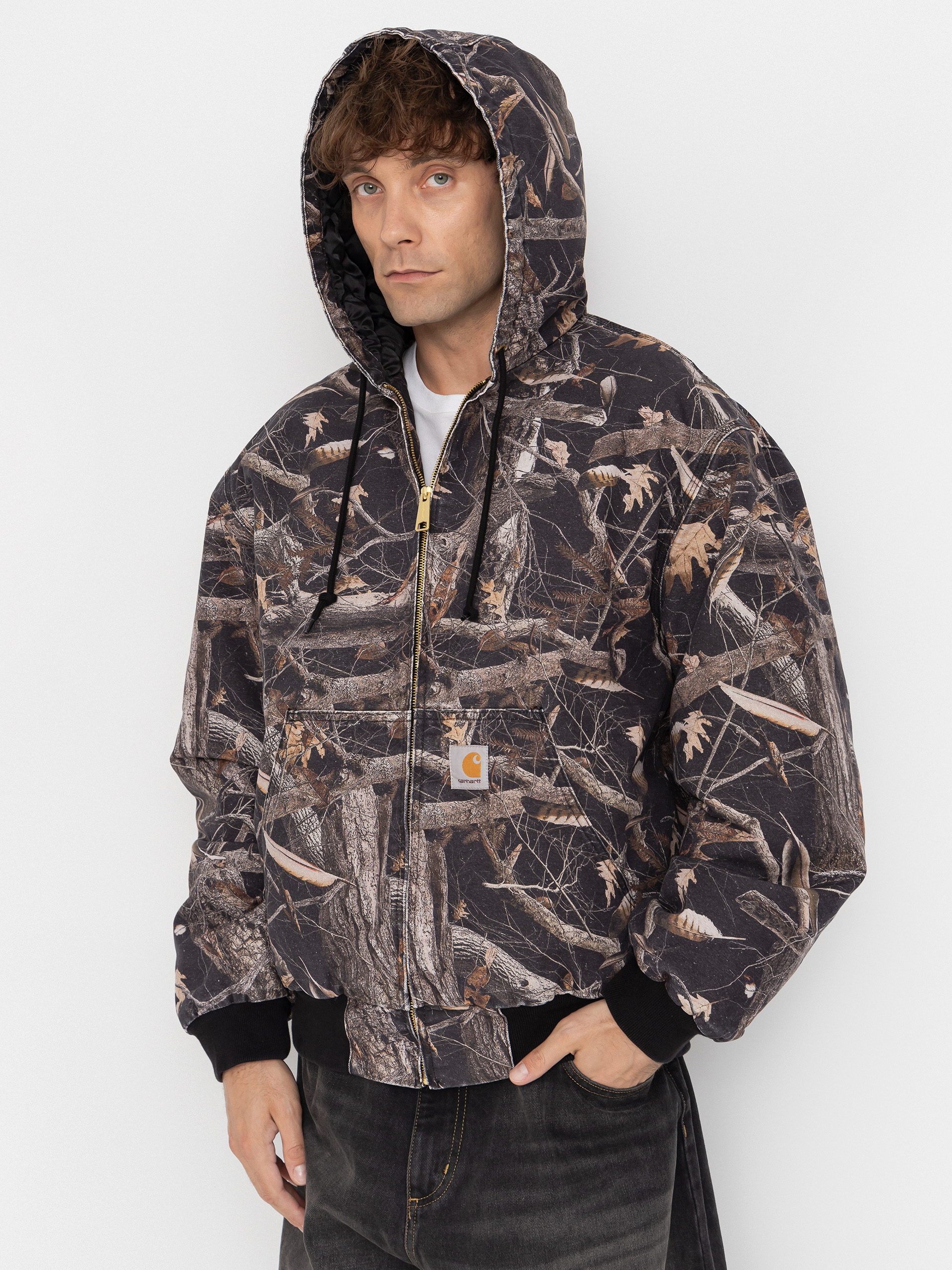 Kurtka Carhartt WIP OG Active (camo feather tree black/heavy stone wash)
