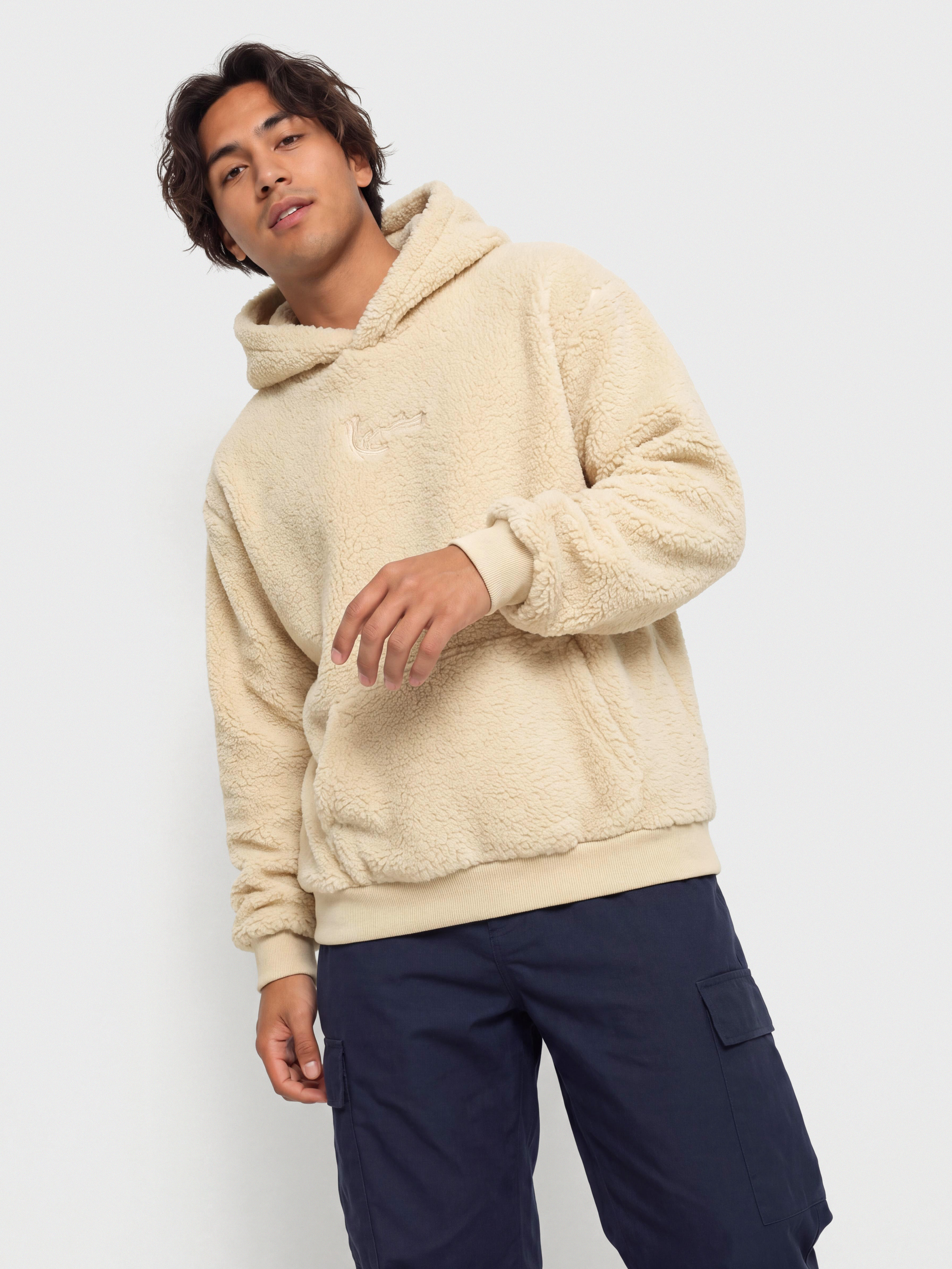 Bluza z kapturem Karl Kani Signature Essential Teddy OS HD (sand)