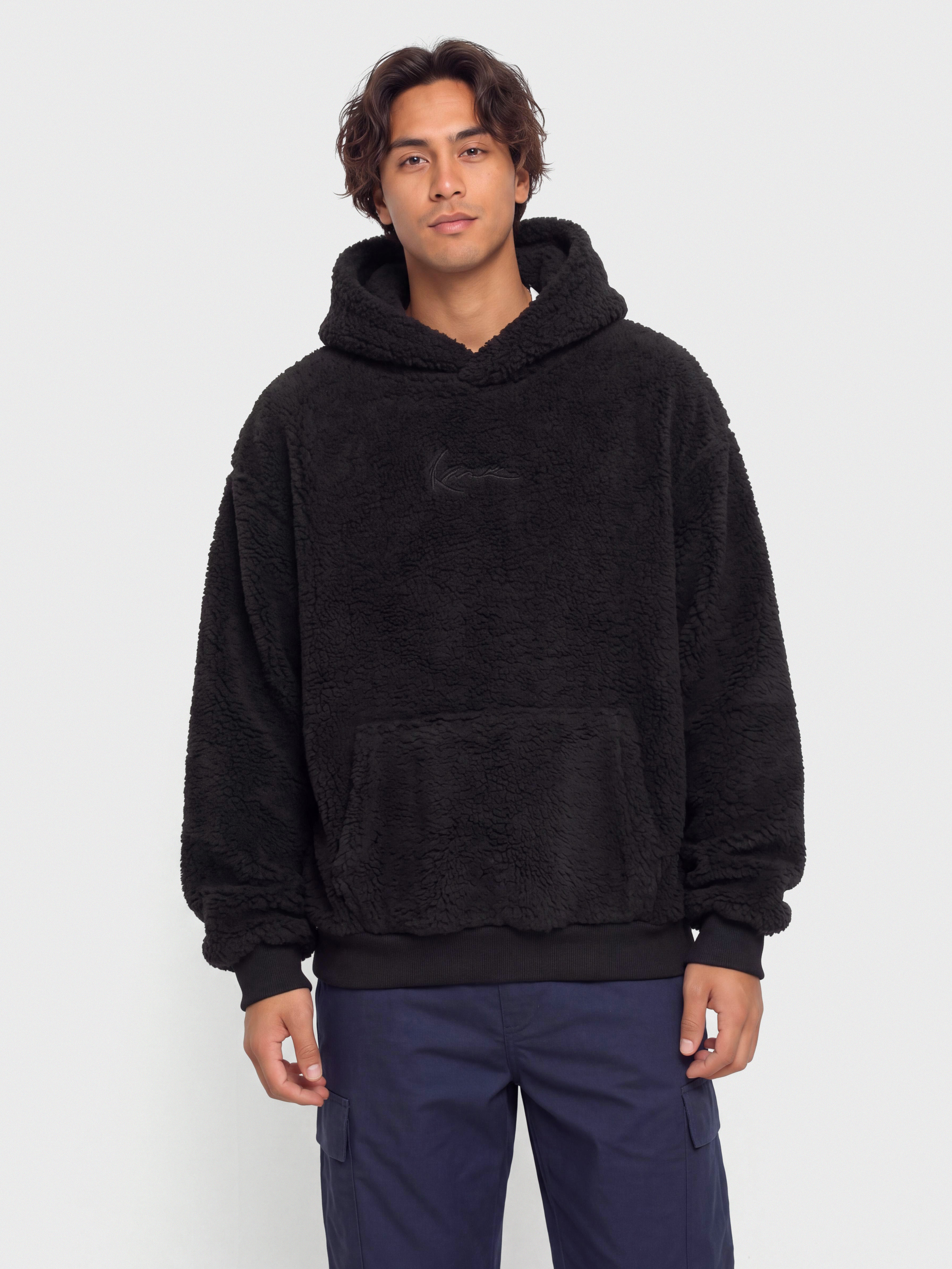 Bluza z kapturem Karl Kani Signature Essential Teddy OS HD (black)
