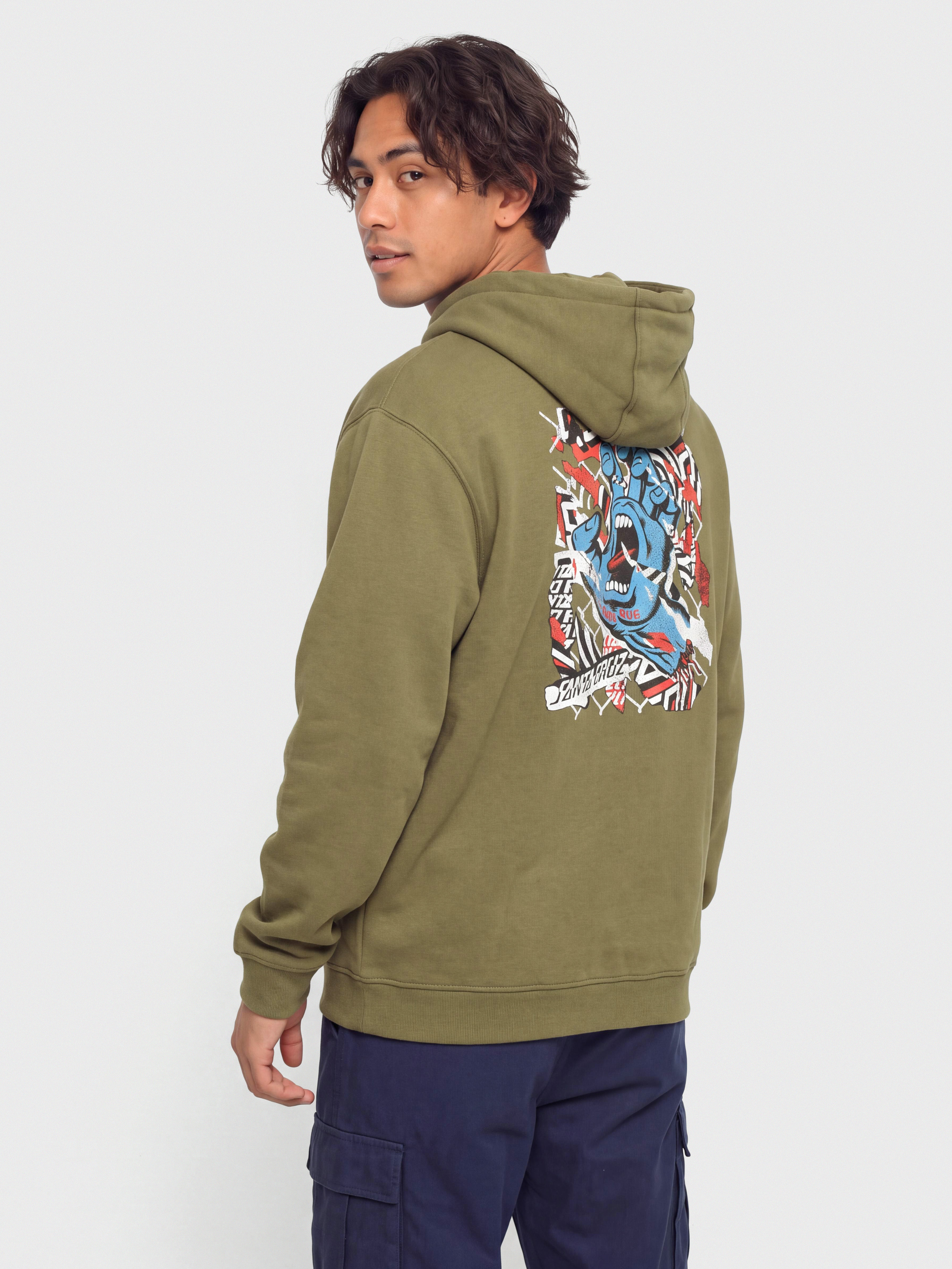 Bluza z kapturem Santa Cruz Damaged Hand HD (deep olive)