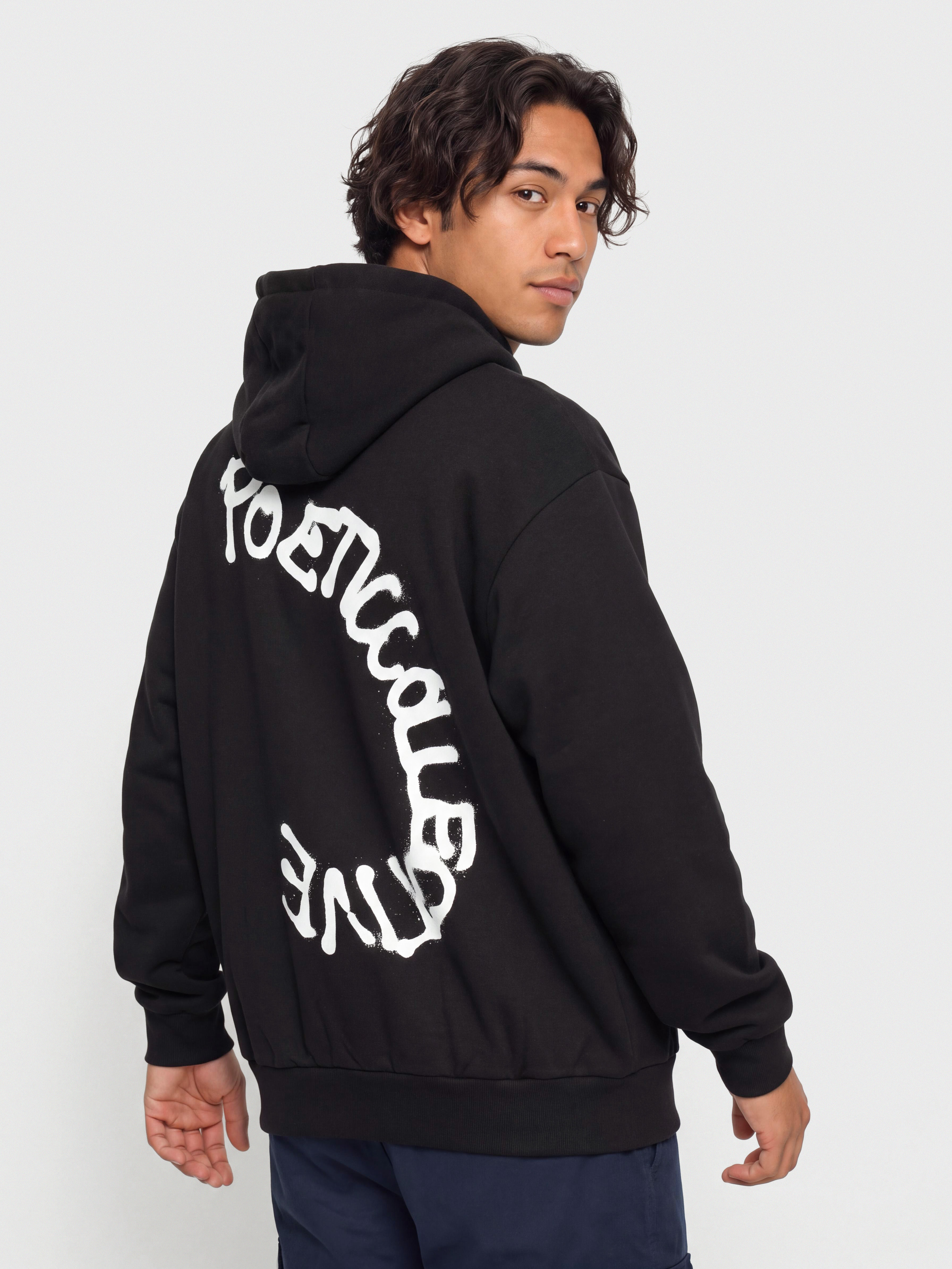 Bluza z kapturem Poetic Collective Spray Text HD (black)