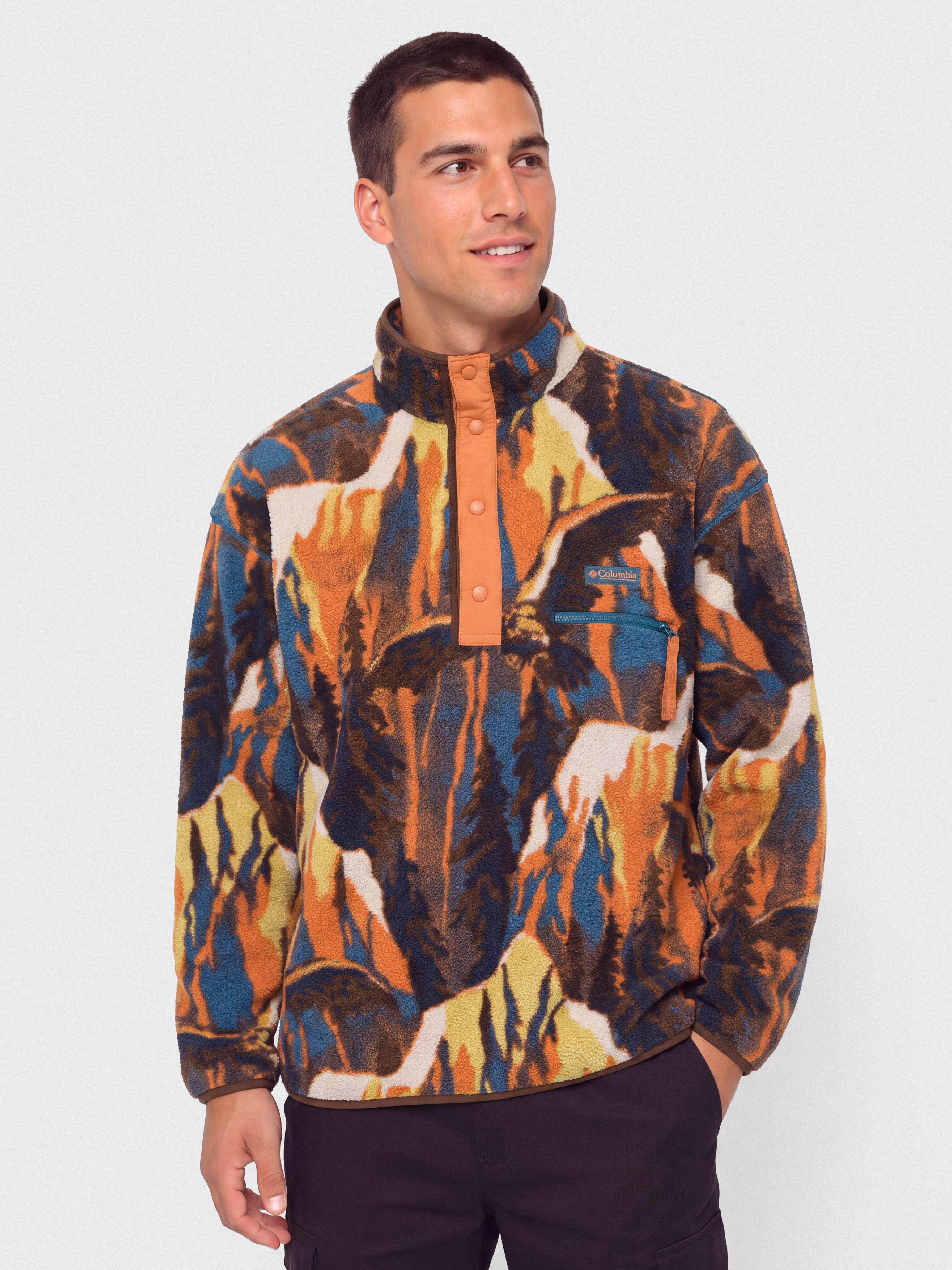 Polar Columbia Helvetia II Printed Half Snap (teak brown soar)