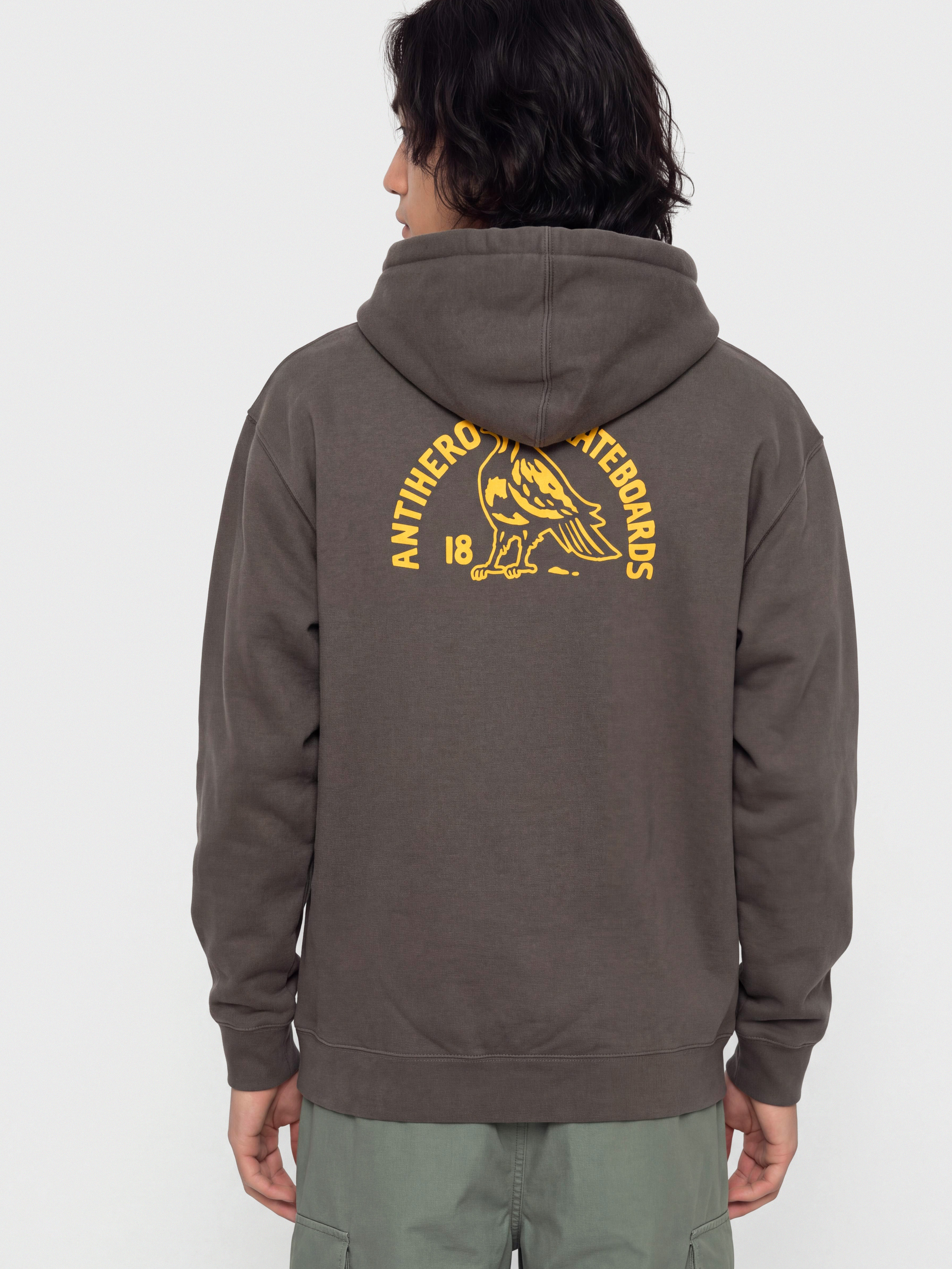 Bluza z kapturem Antihero Clubhouse HD (charcoal solid w/yellow prints)