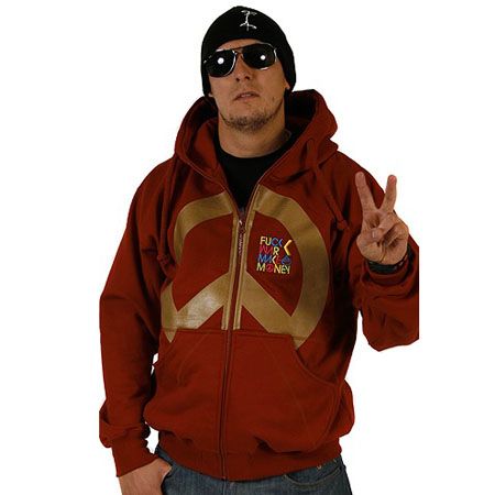 Bluza z kapturem StoProcent BM Fuck War Make Money (cegła)