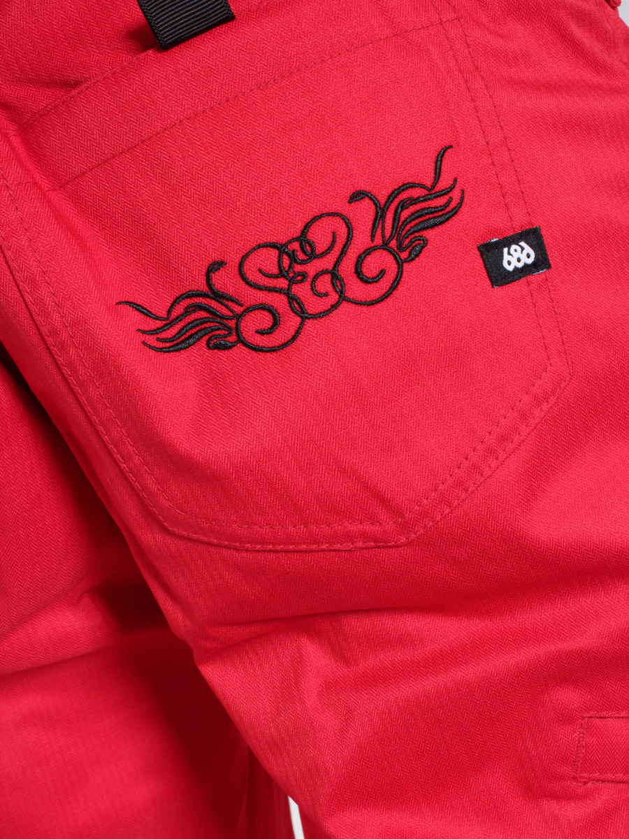 Damskie Spodnie snowboardowe 686 Mannual Patron Ins (red herringbone denim)