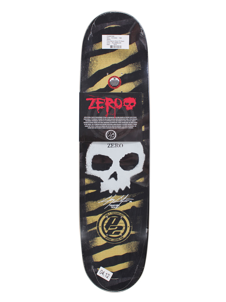 Deck Zero Cole Stncil Skull P2 7.875'' (yellow/black)