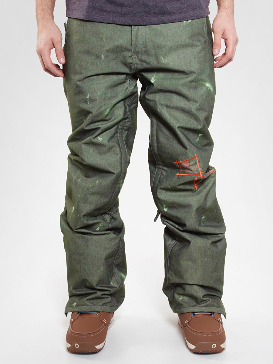 Męskie Spodnie snowboardowe 686 Ltd Destructed Patchwork Denim (army denim wash)