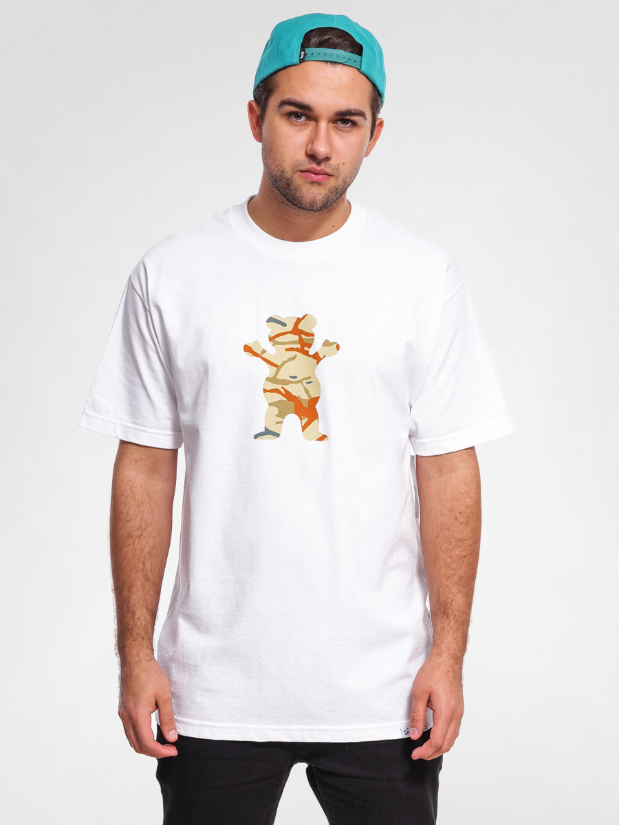 T-shirt Diamond Grizzly Branch Camo Bear Logo (white)