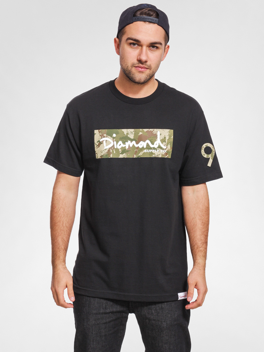 T-shirt Diamond Supply Co. Camo Box Logo (black/green)