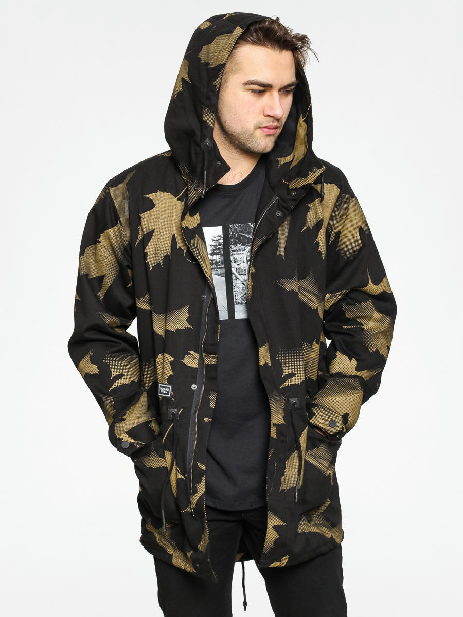 Kurtka Backyard Cartel Parka Long Leaves (black/gold)