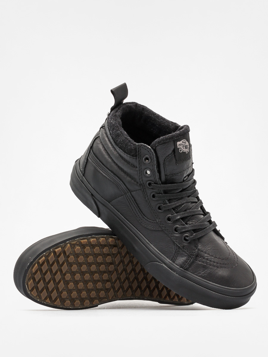 black leather hi top vans