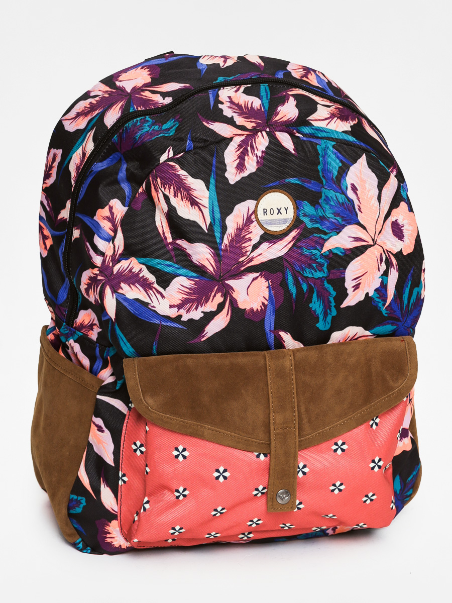 Plecak Roxy Carribean Wmn (black/flowers print/brown/brick)