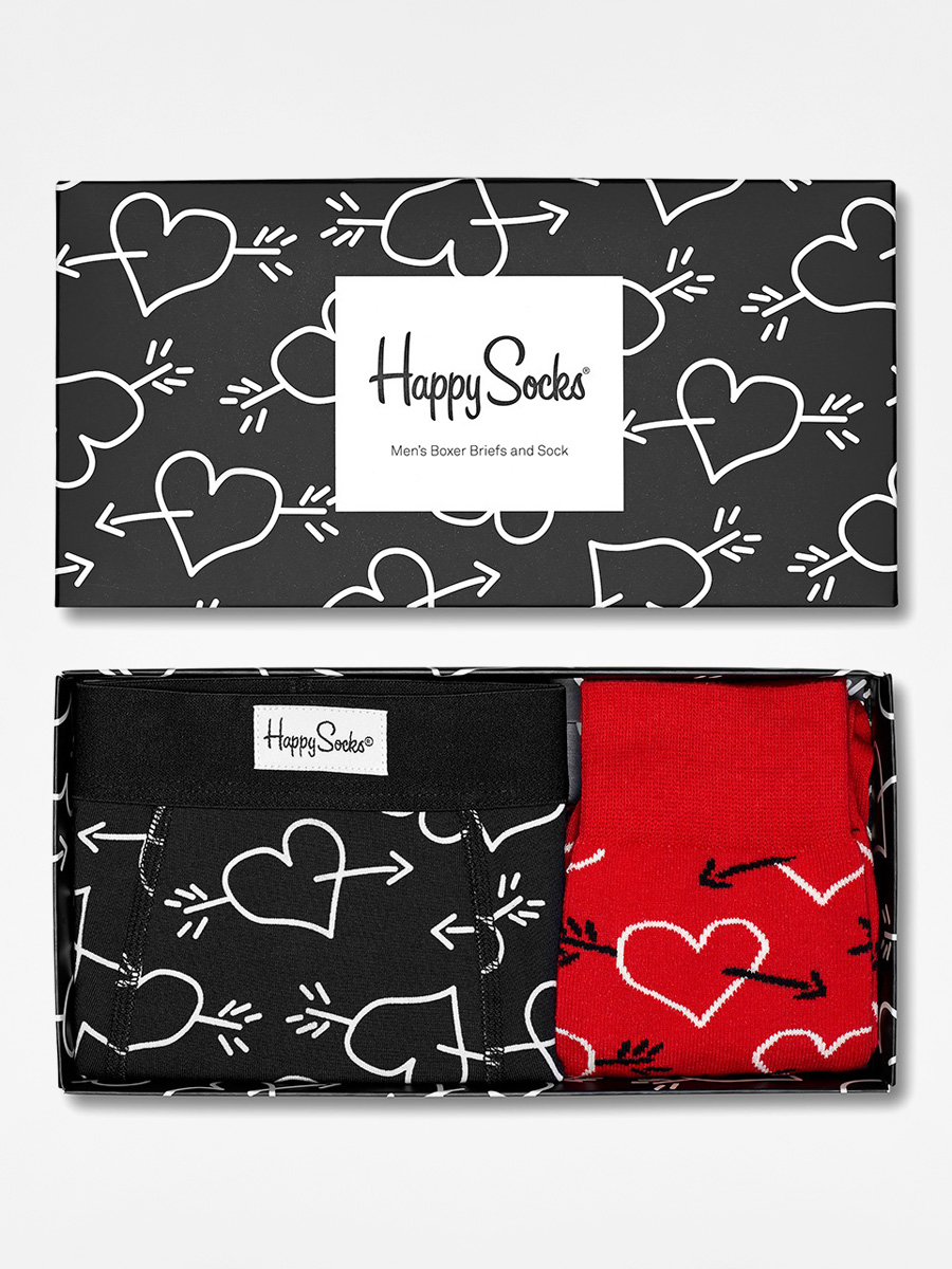 Zestaw Happy Socks - skarpetki i bokserki Valentine Boxer Combo Box (black)