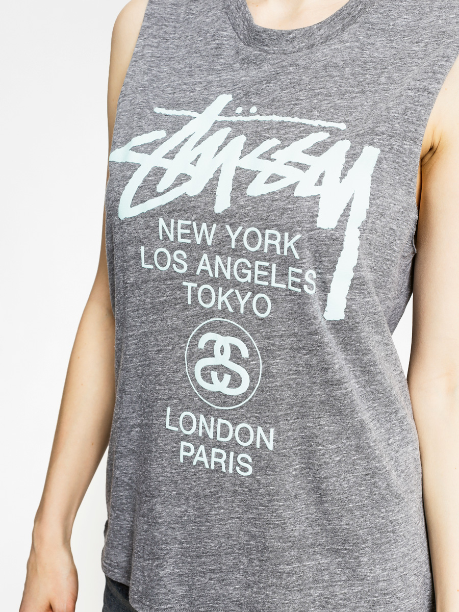 Koszulka Stussy World Tour Muscle Tee Wmn (grey heather)