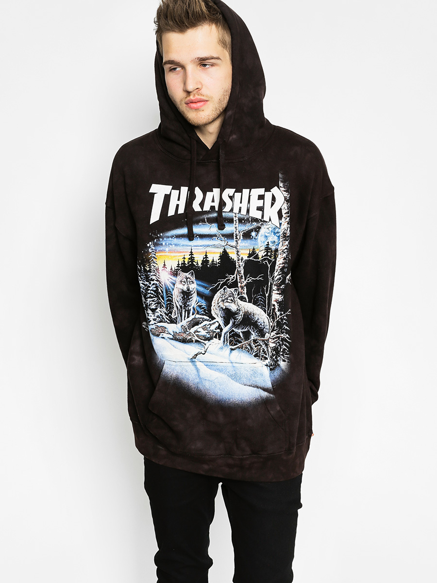 Bluza z kapturem Thrasher 13 Wolves HD (black tie dye)