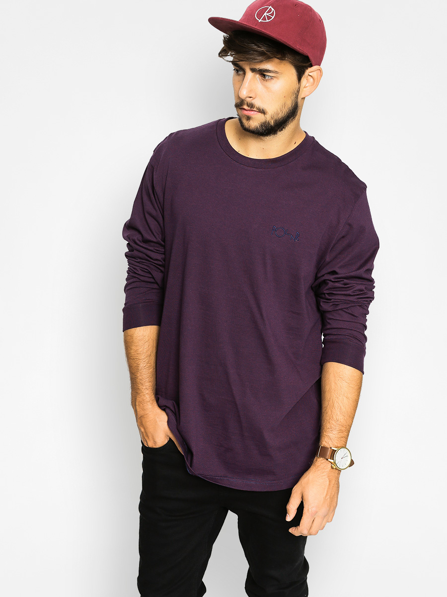 Longsleeve Polar Skate Micro Strip (burgundy/navy)