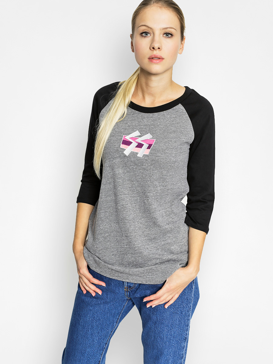 Koszulka Stussy Ss Box Stripe Raglen Wmn (grey heather)