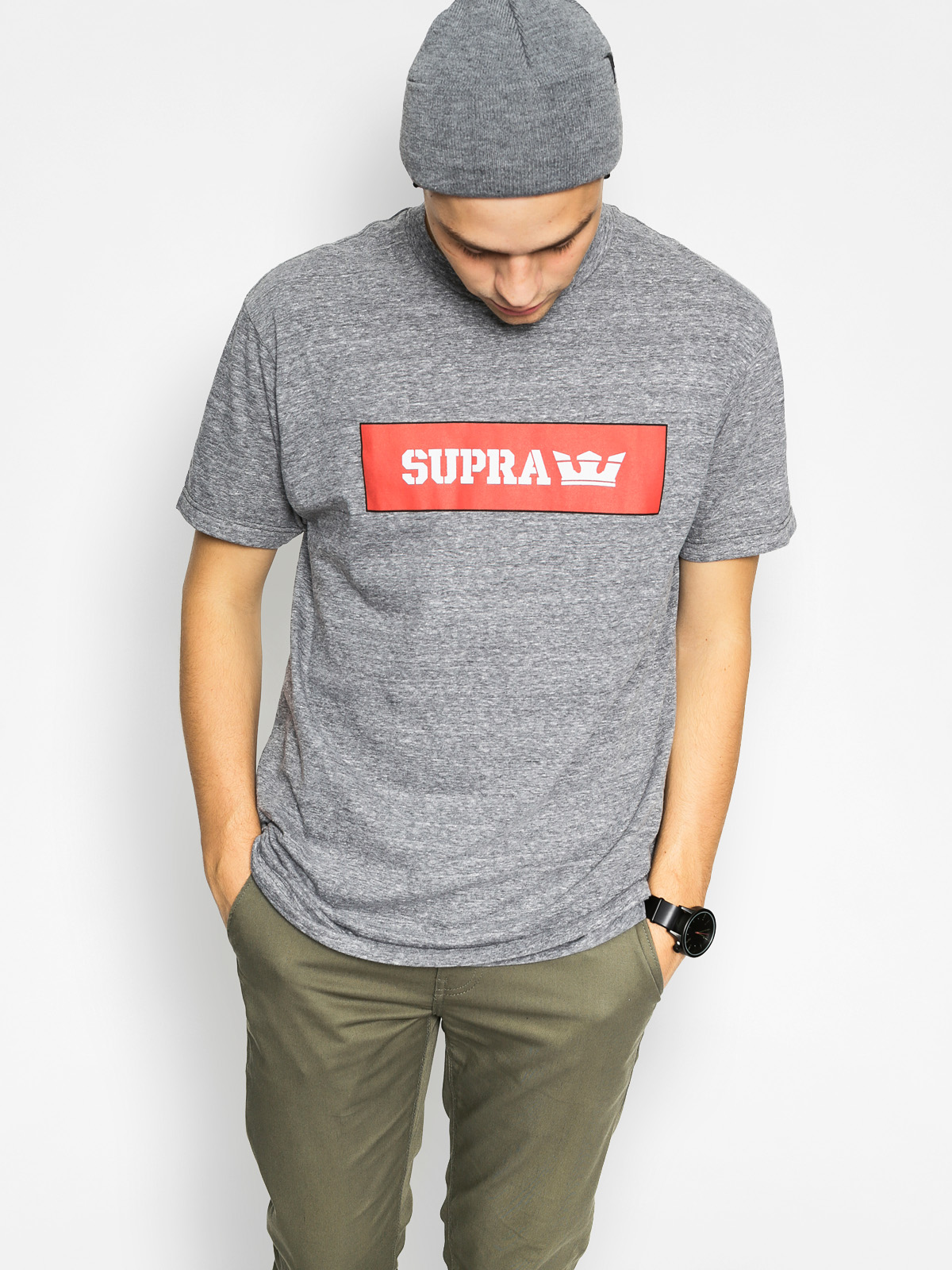 T-shirt Supra Logo (grey/red)