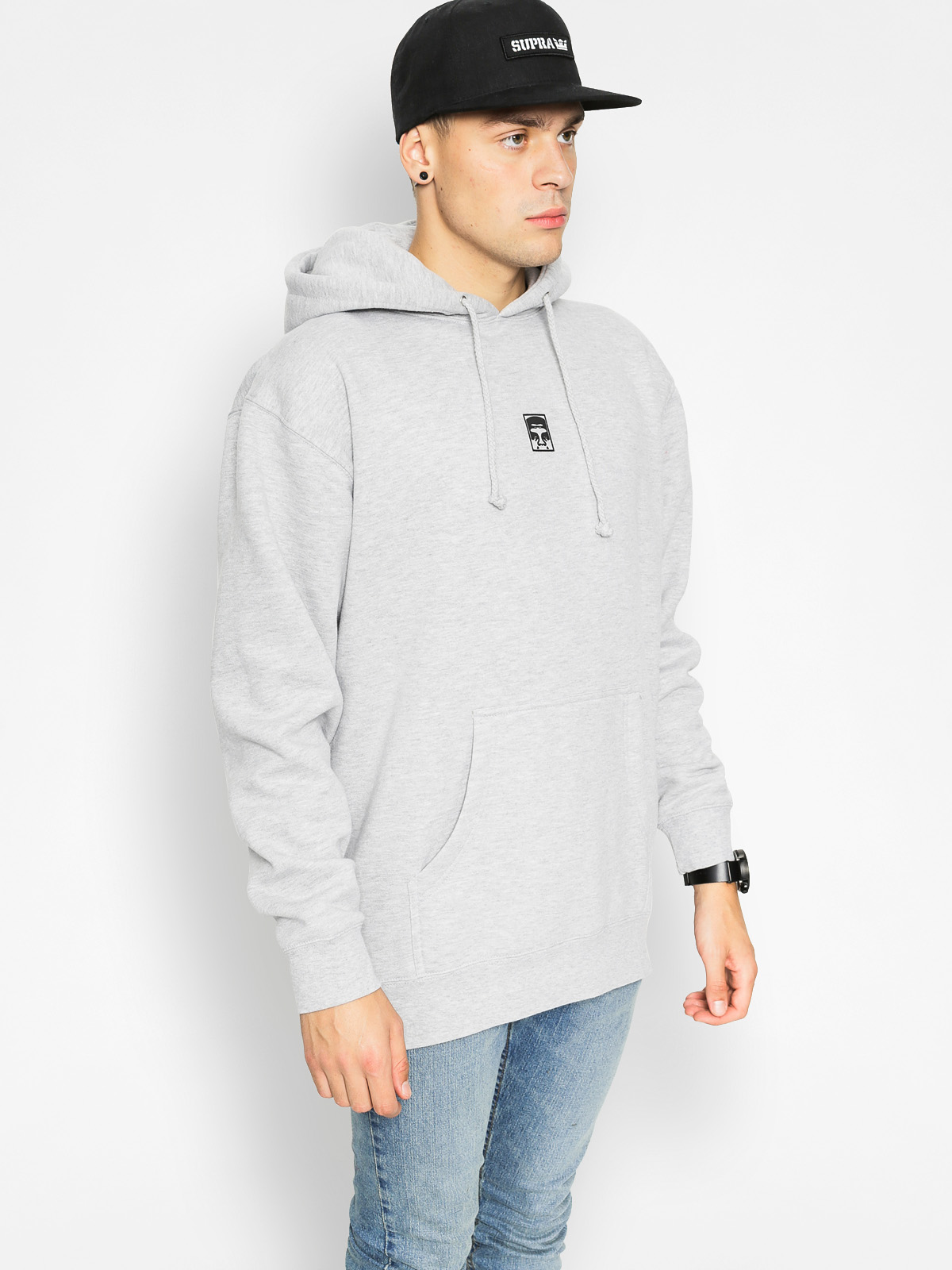 Bluza z kapturem OBEY Half Face HD (heather grey)