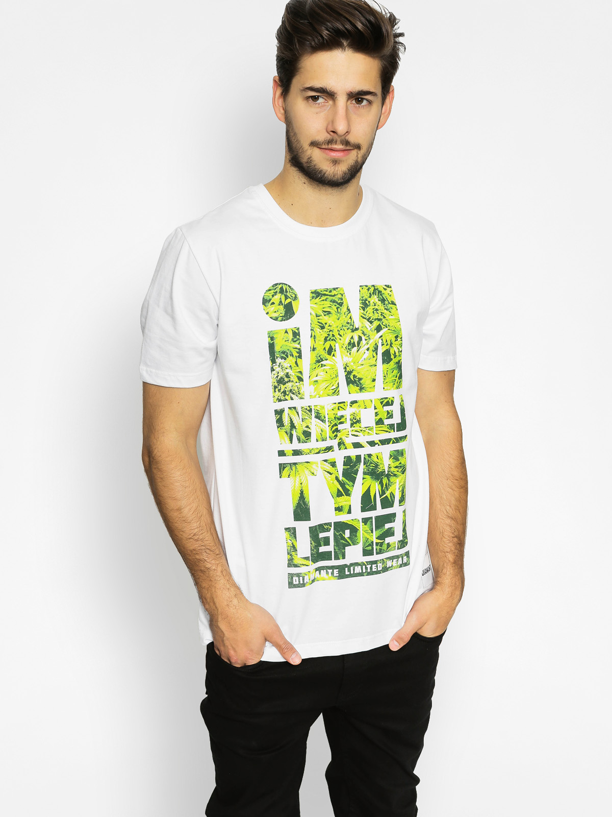 T-shirt Diamante Wear Im Więcej Tym Lepiej (white/weed)