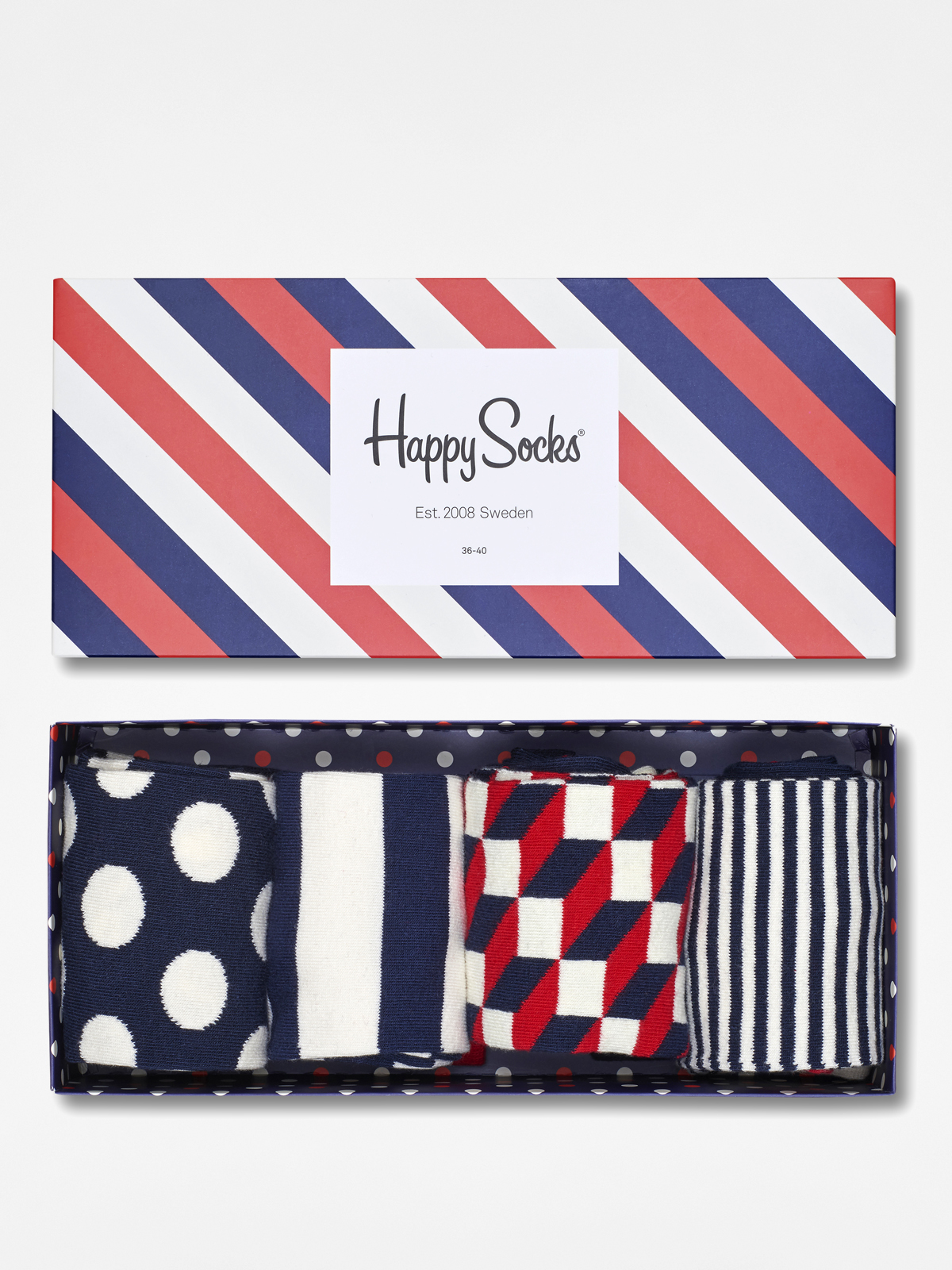 Skarpetki Happy Socks Giftbox 4pk (navy/white/red)