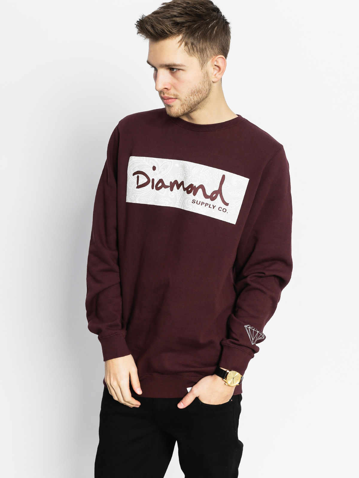 Bluza Diamond Supply Co. Radiant Box Logo (burgundy)