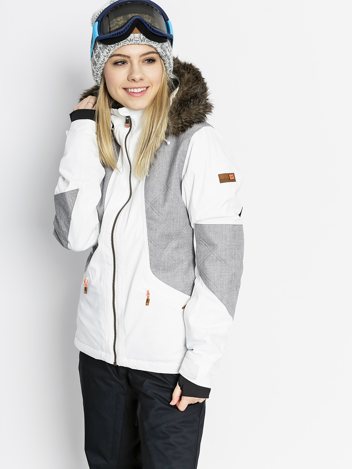 Damska Kurtka snowboardowa Roxy Atmosphere (white/light grey/black)