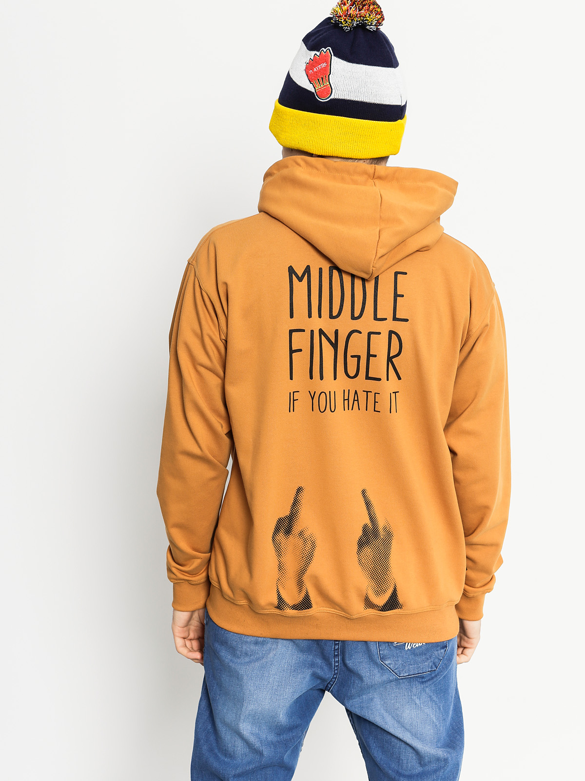 Bluza z kapturem Diamante Wear Middle Finger ZHD (honey gold)
