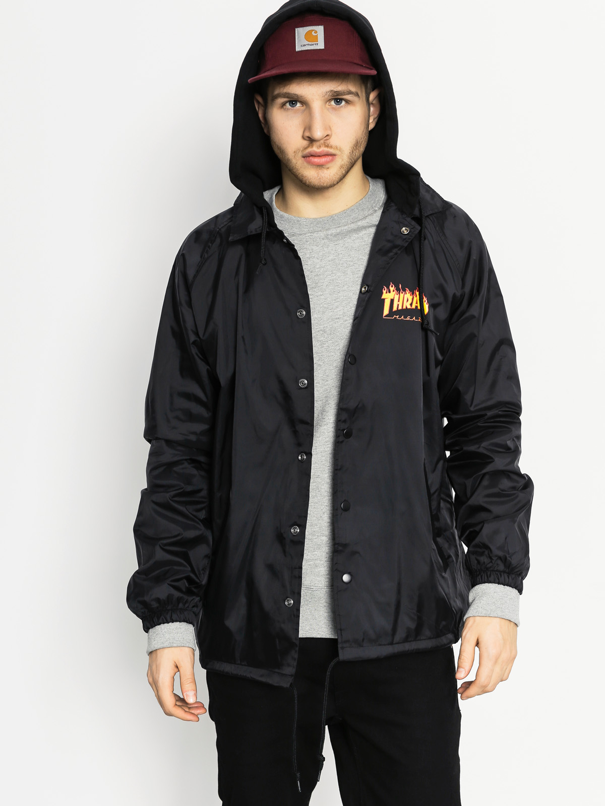Kurtka Thrasher Flame Logo Coach Jacket (black)