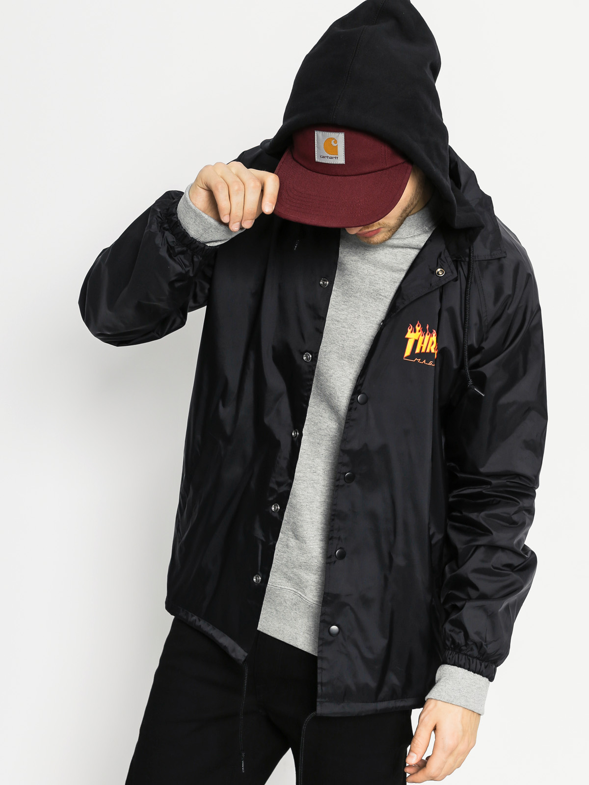 Kurtka Thrasher Flame Logo Coach Jacket (black)