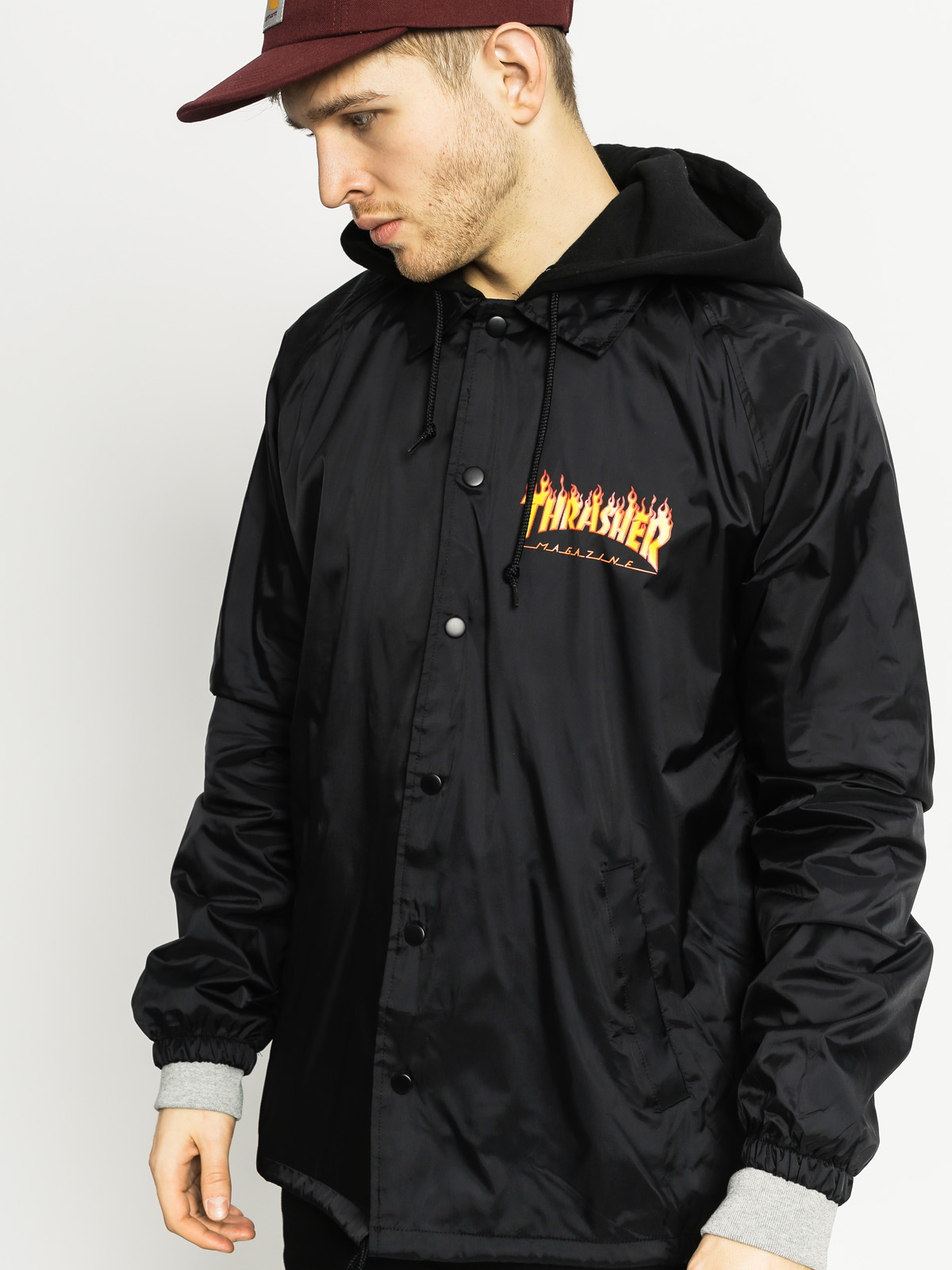 Kurtka Thrasher Flame Logo Coach Jacket (black)