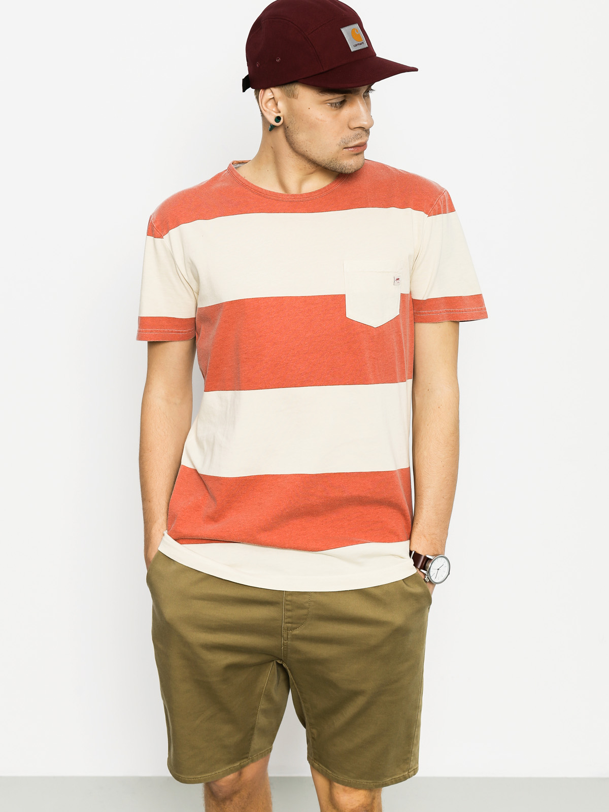 T-shirt Quiksilver Maxed Out Hero Pocket (brick/beige)