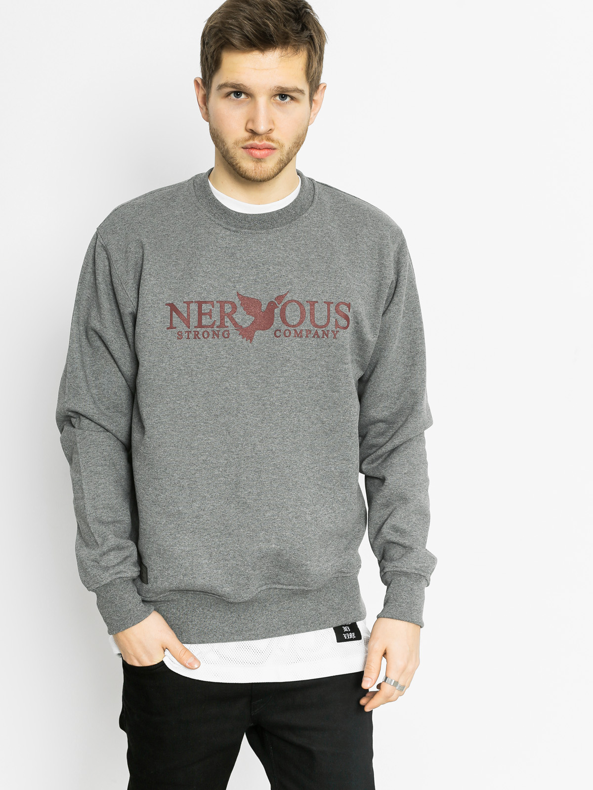Bluza Nervous Classic Crew (grey/maroon)