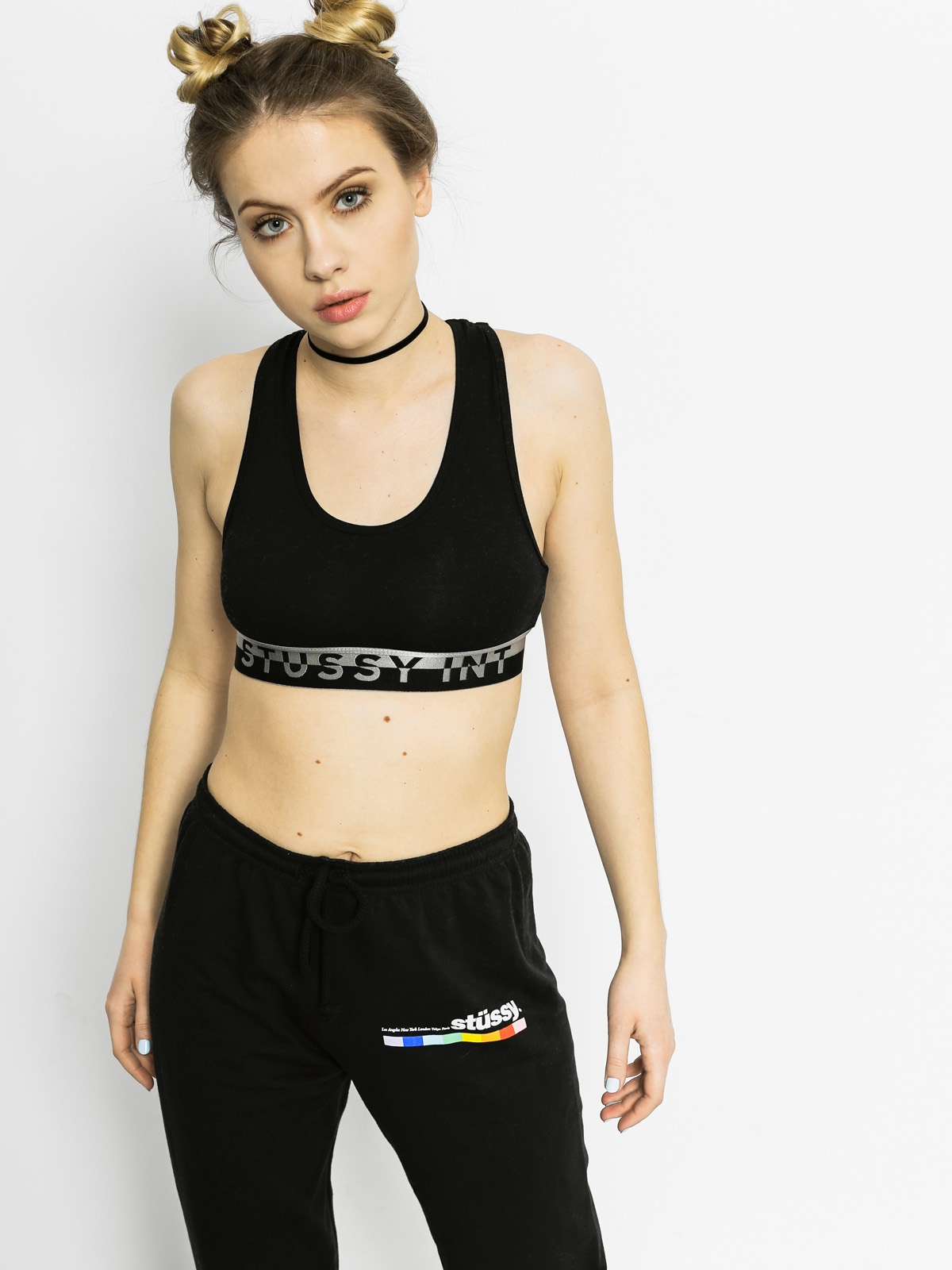 Stanik sportowy Stussy Metallic X Back Top Wmn (black)
