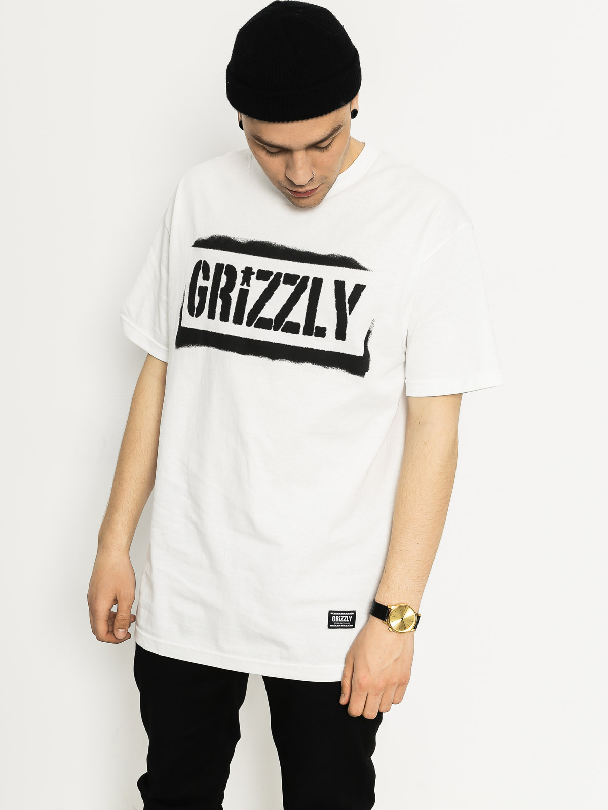 T-shirt Grizzly Griptape Stencil Stamp (white)