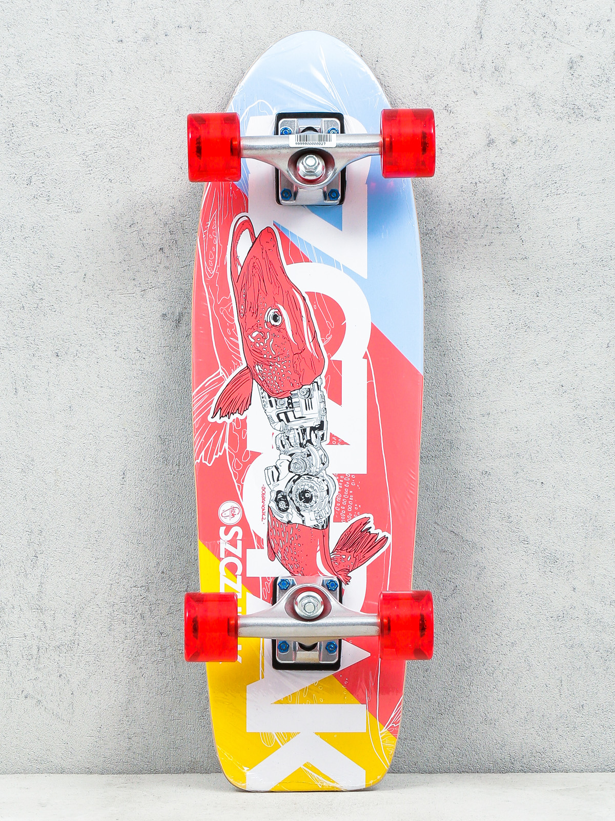 Deskorolka cruiser Fish Skateboards Szczupak (silver/transparent red)