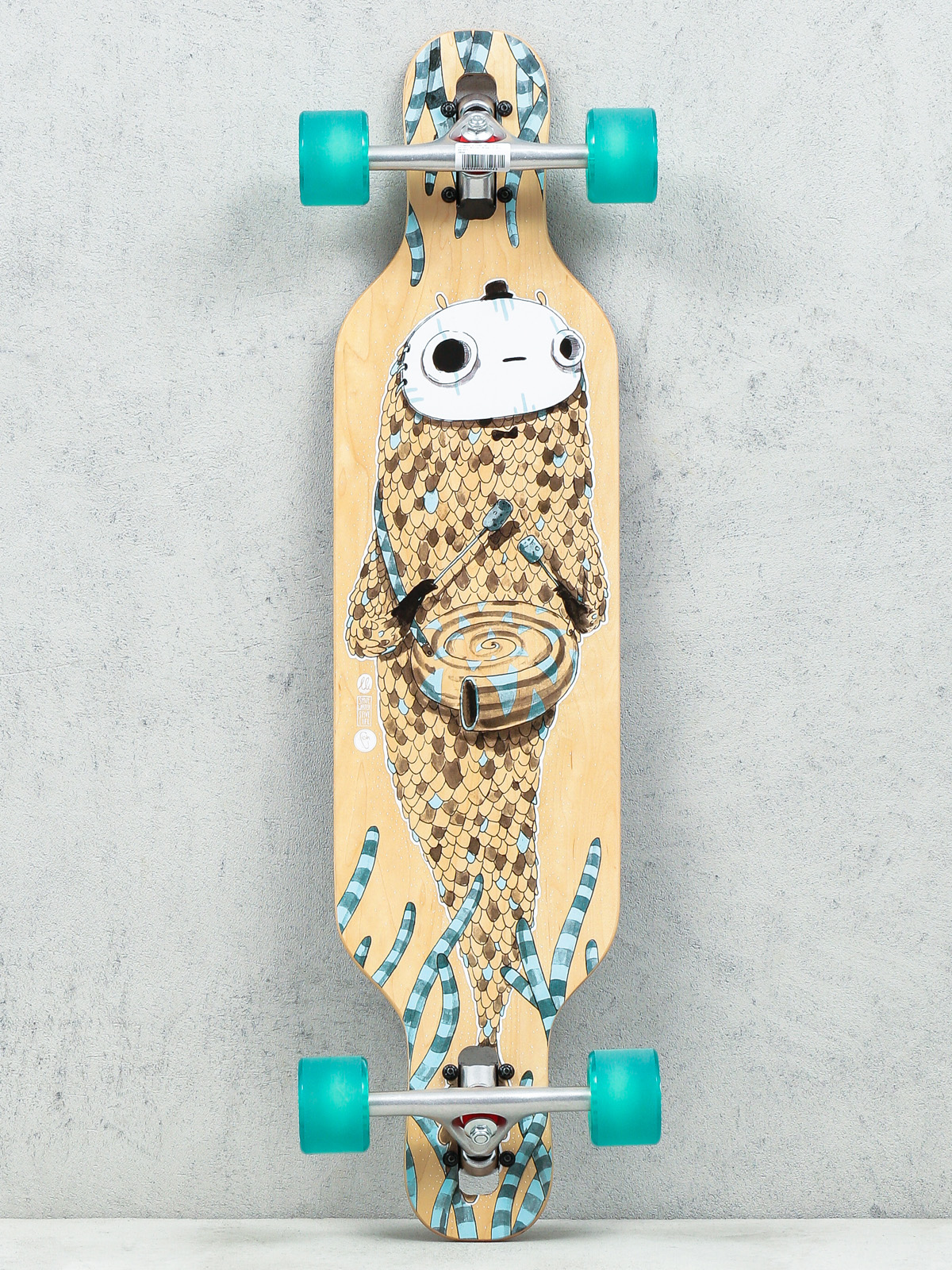 Longboard Fish Skateboards Drumfish (silver/green transparent)