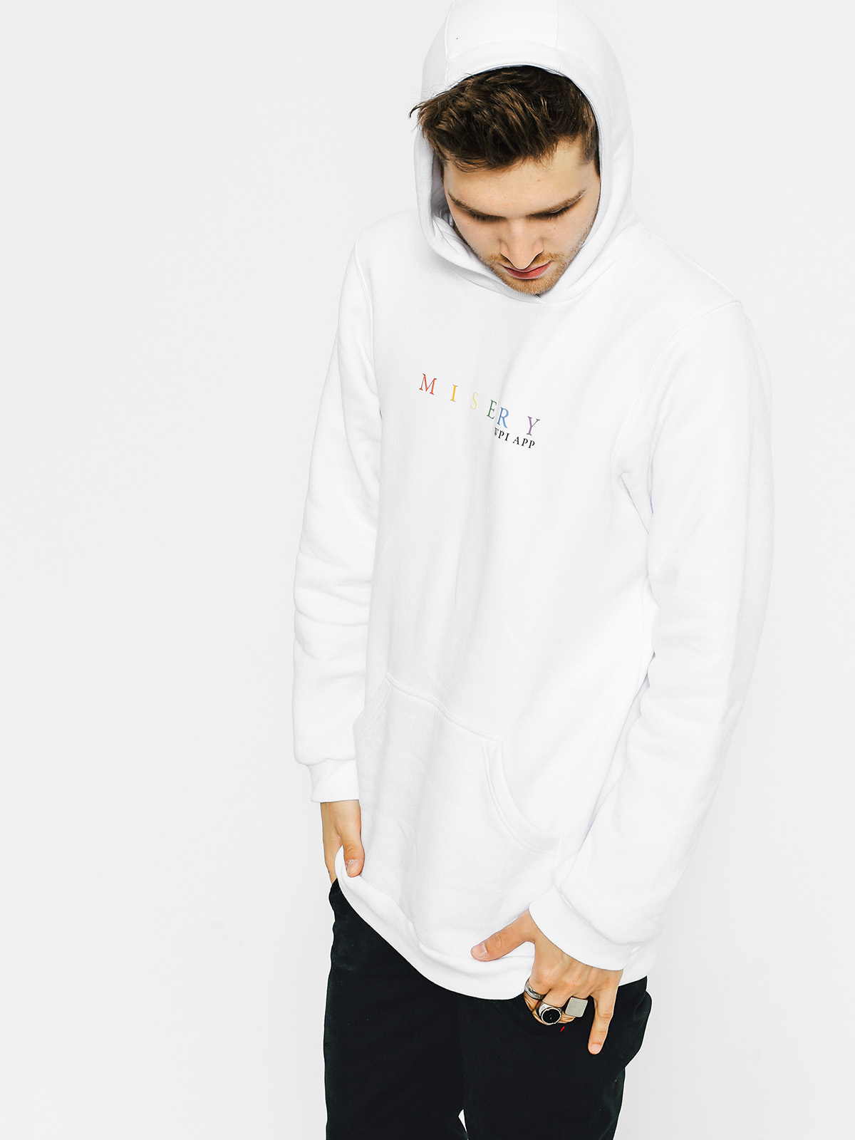 Bluza z kapturem We Peace It Misery HD (white)