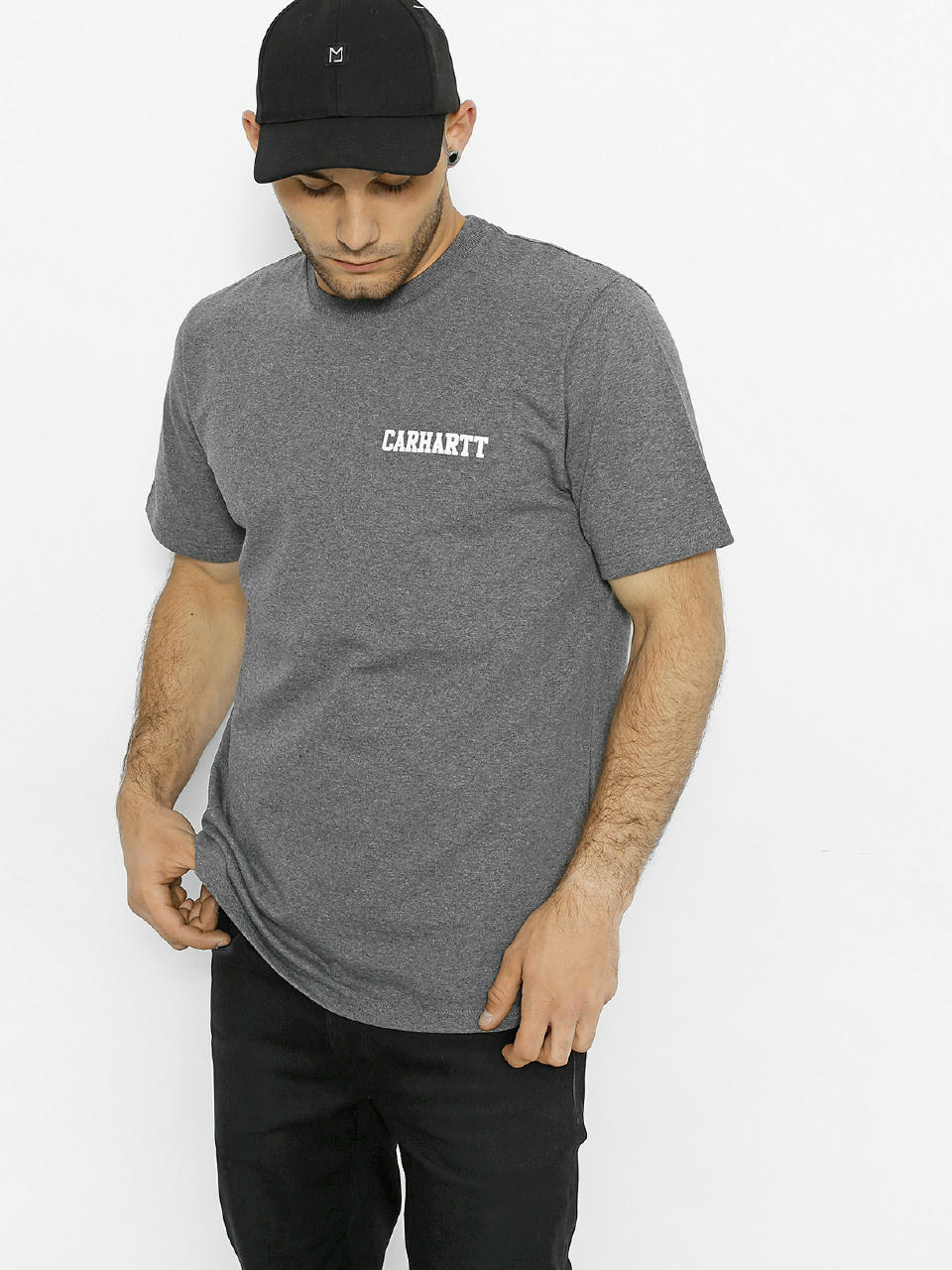 T-shirt Carhartt College Script (dark grey heather/white)