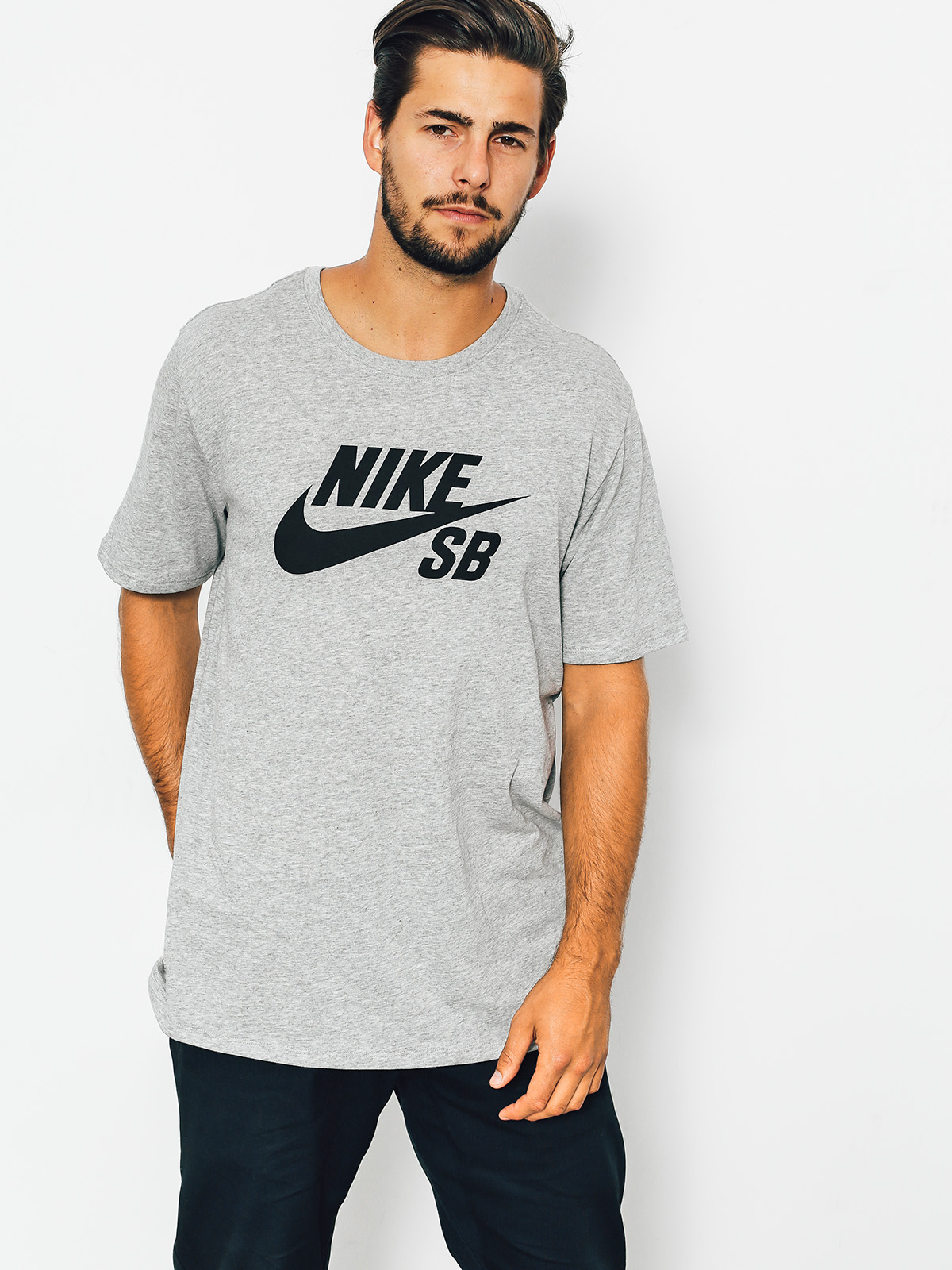 T-shirt Nike SB Logo (dk grey heather/black)