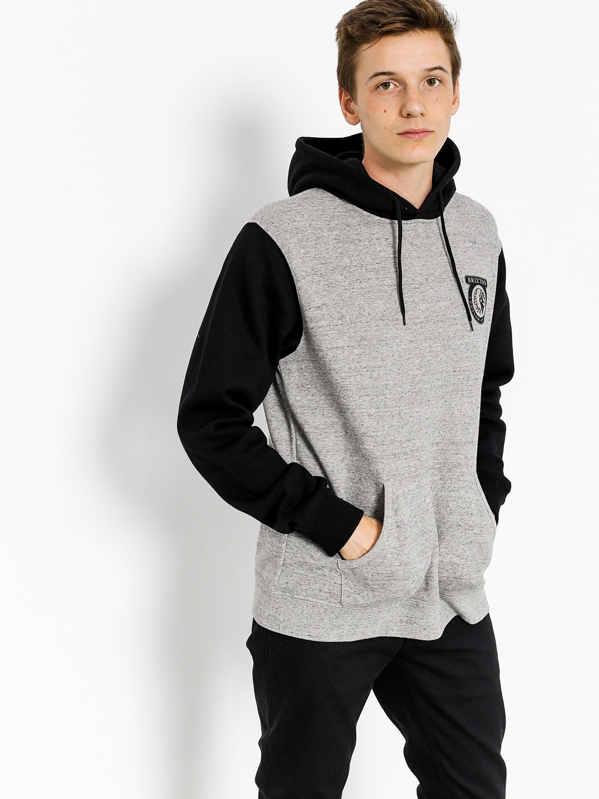 Bluza z kapturem Brixton Native HD (heather grey/black)