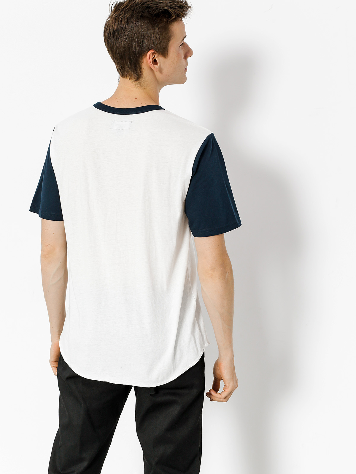 T-shirt Brixton Springfield Henley (off white/navy)
