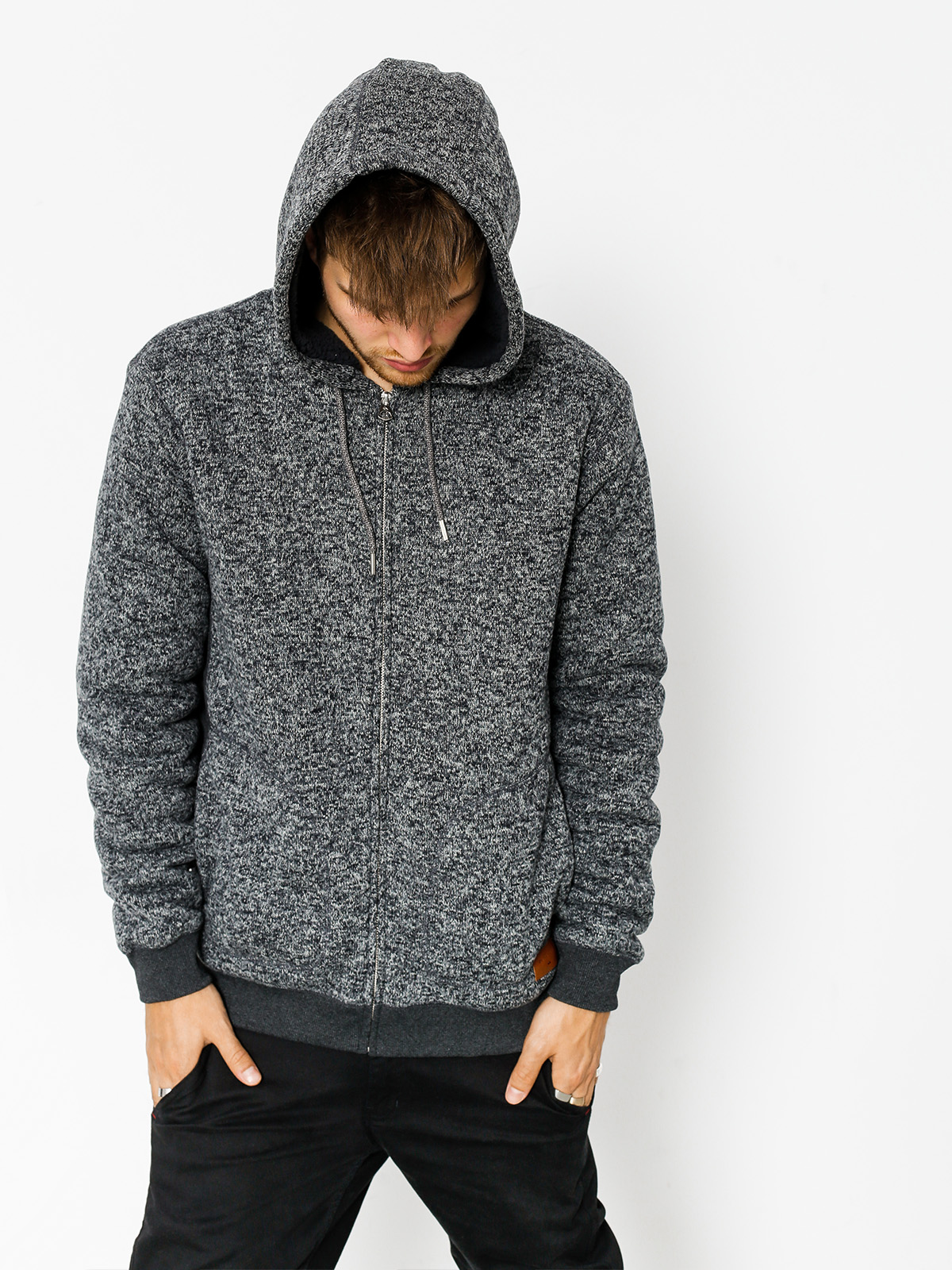 Bluza z kapturem Quiksilver Keller Sherpa ZHD (dark grey heather)