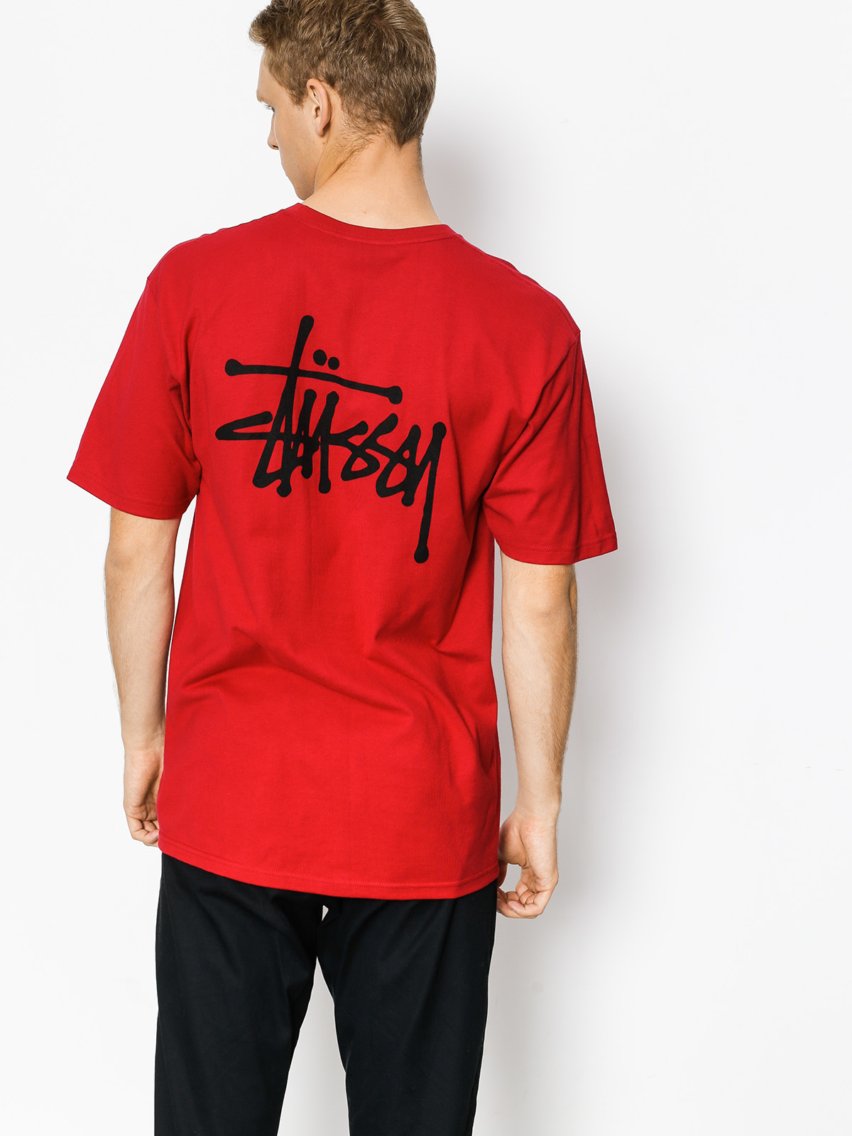 T-shirt Stussy Basic Stussy (dark red)