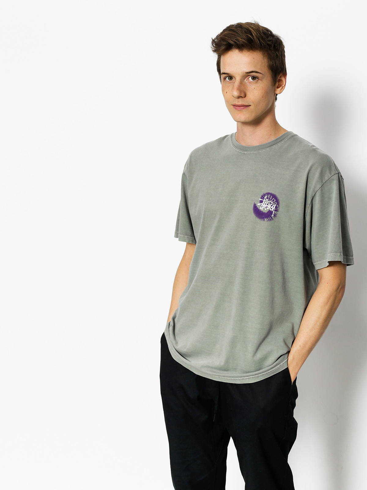 T-shirt Stussy Basic Swirl Pig Dyed (grape)