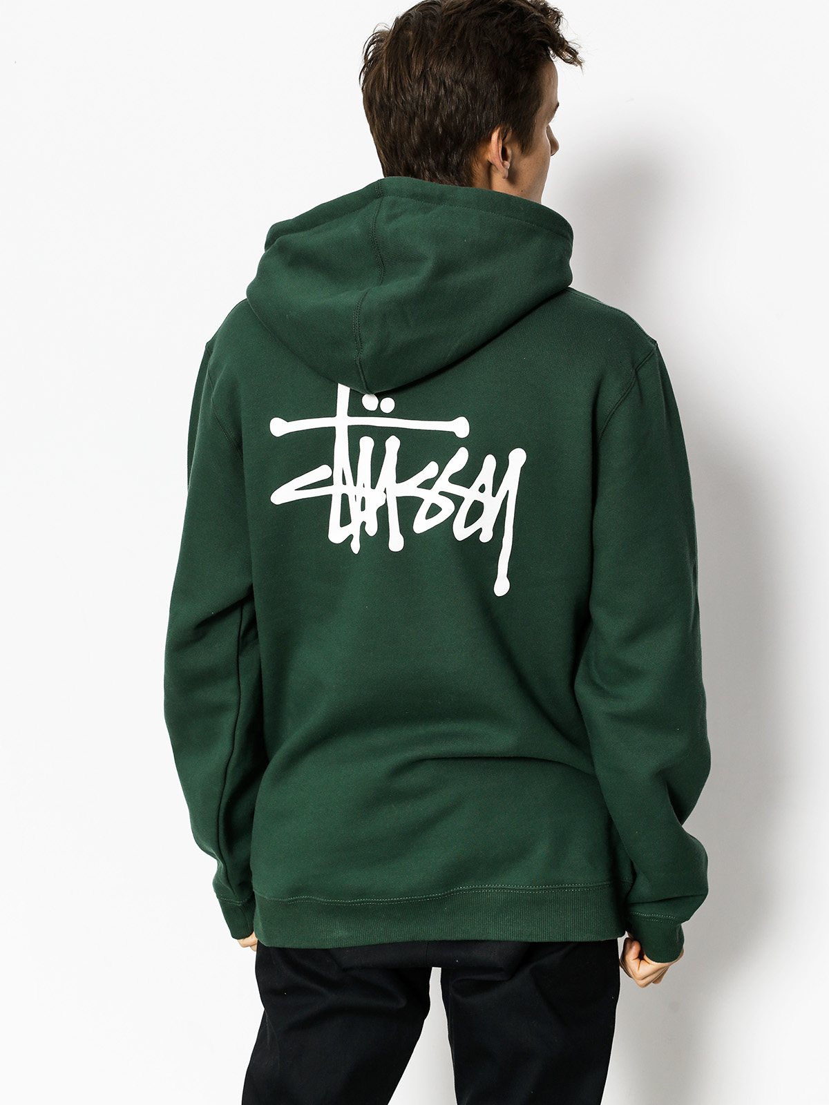 Bluza z kapturem Stussy Basic Stussy HD (dark forest)