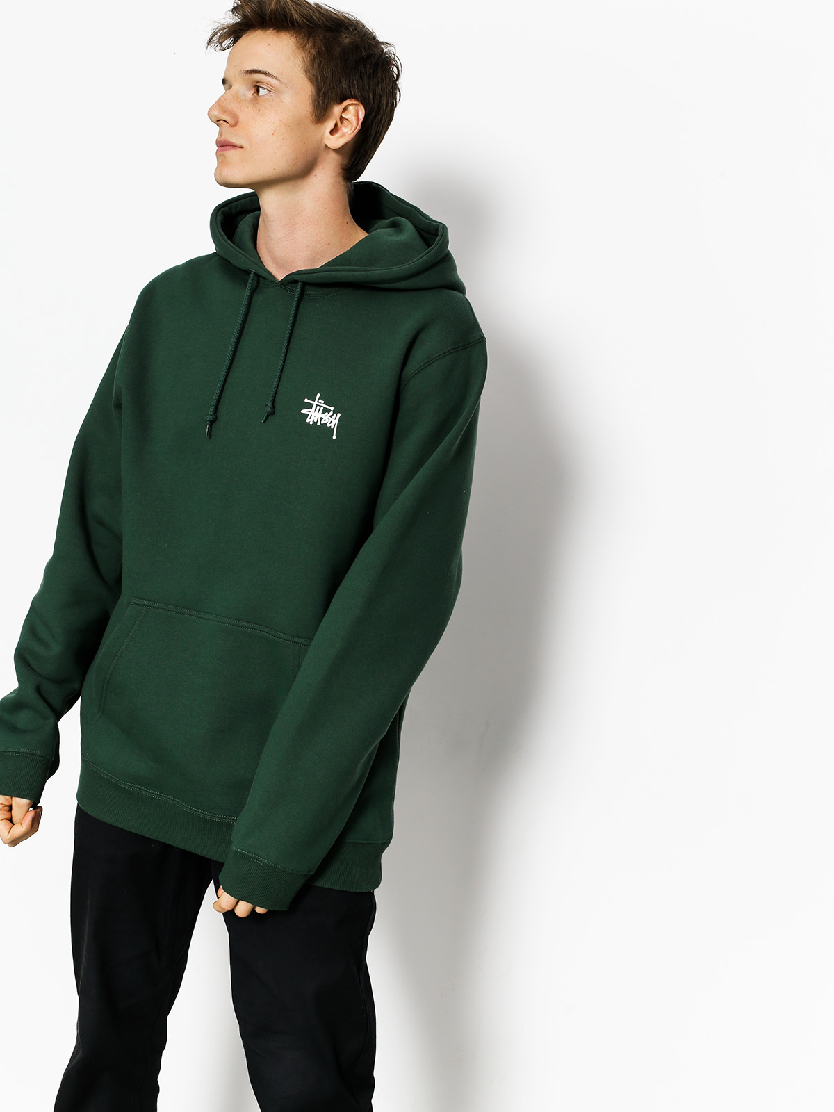Bluza z kapturem Stussy Basic Stussy HD (dark forest)