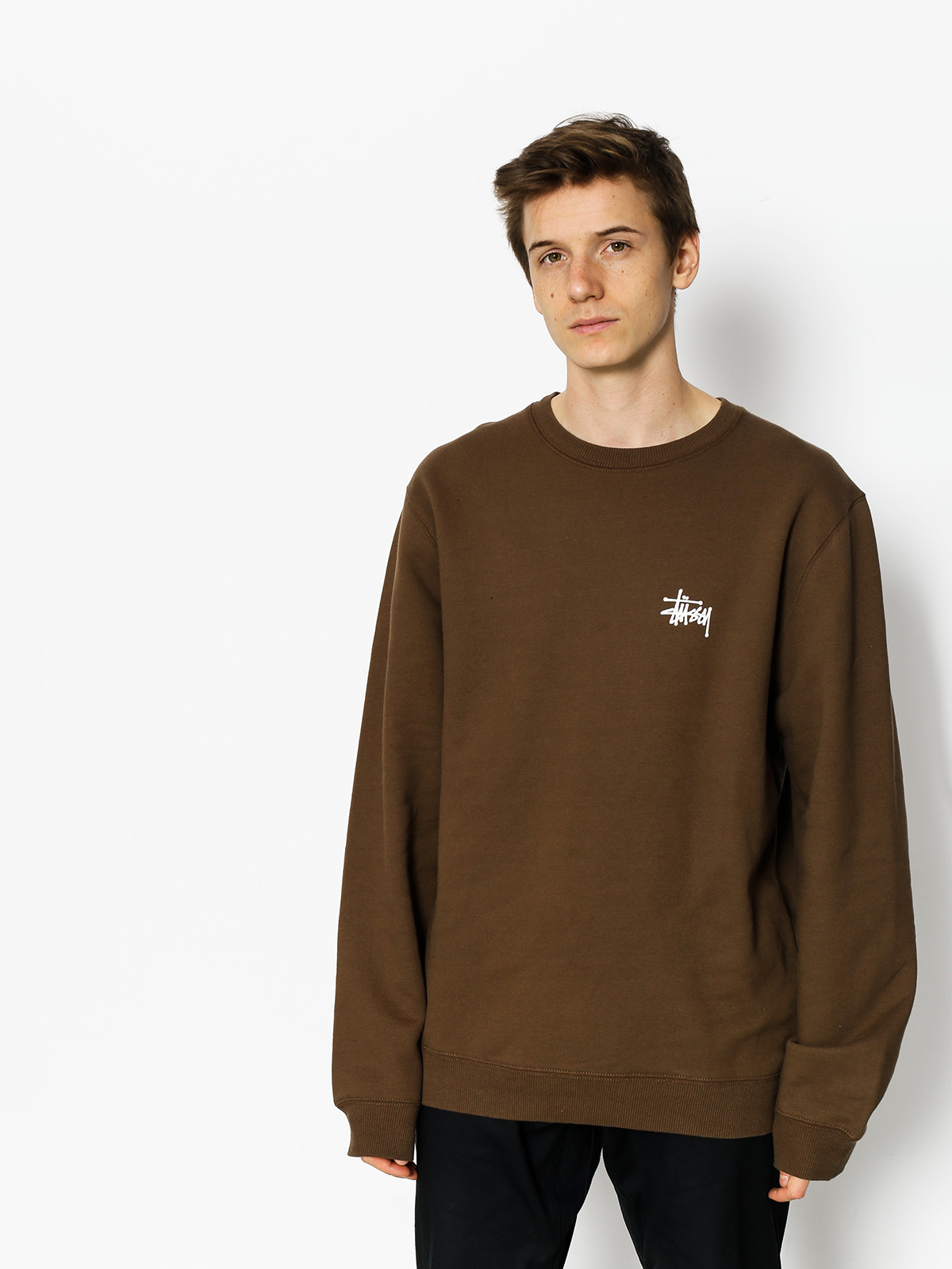 Bluza Stussy Basic Stussy Crew (chocolate)