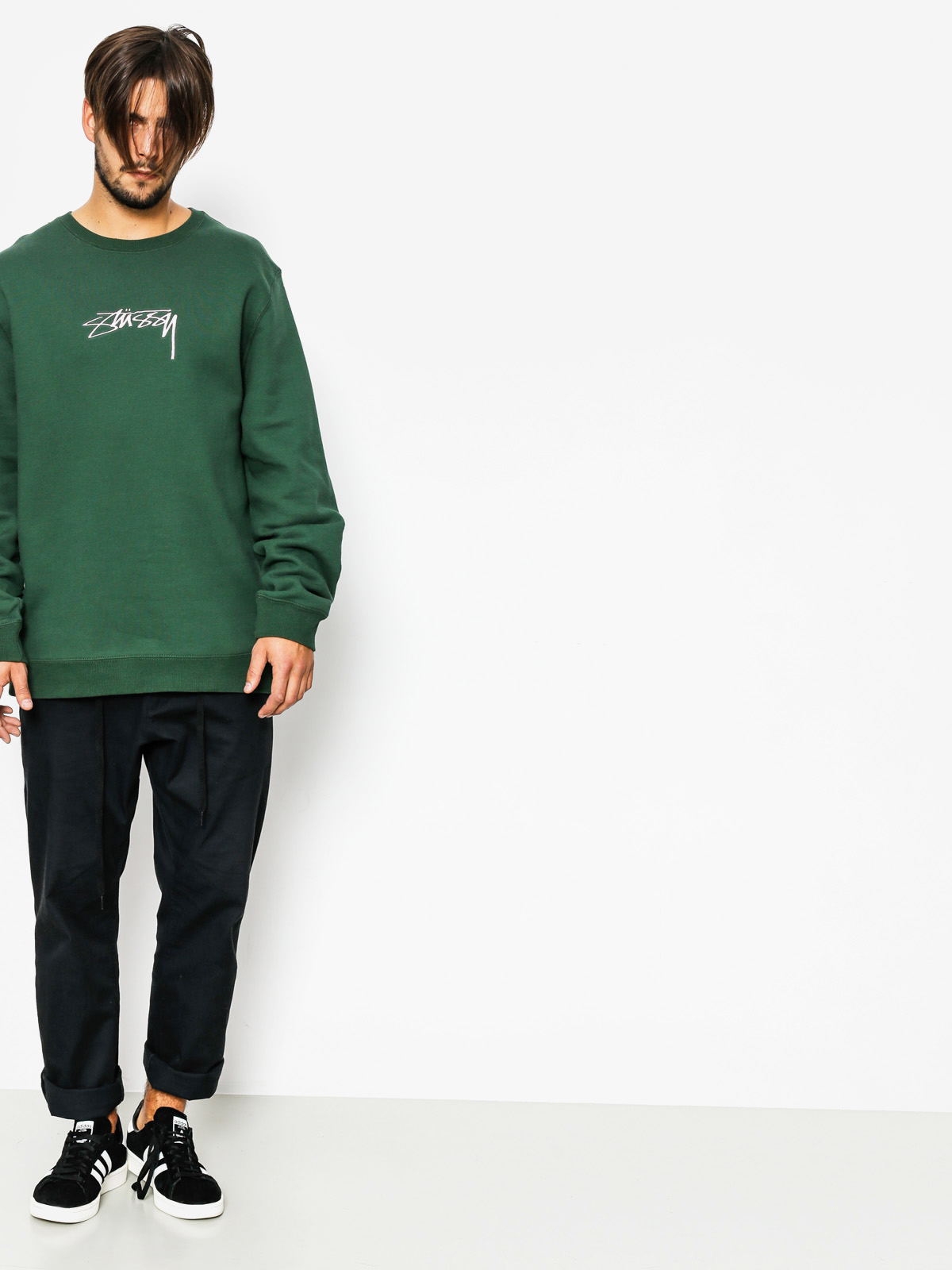 Bluza Stussy Smooth Stock App Crew (dark forest)