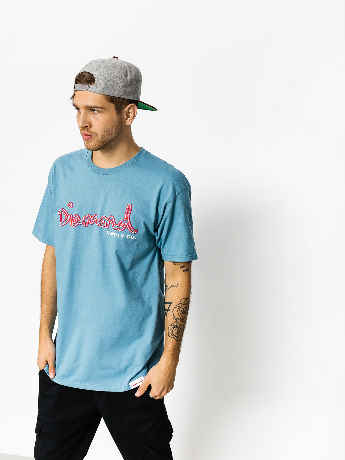 T-shirt Diamond Supply Co. Neon Og Script (slate)